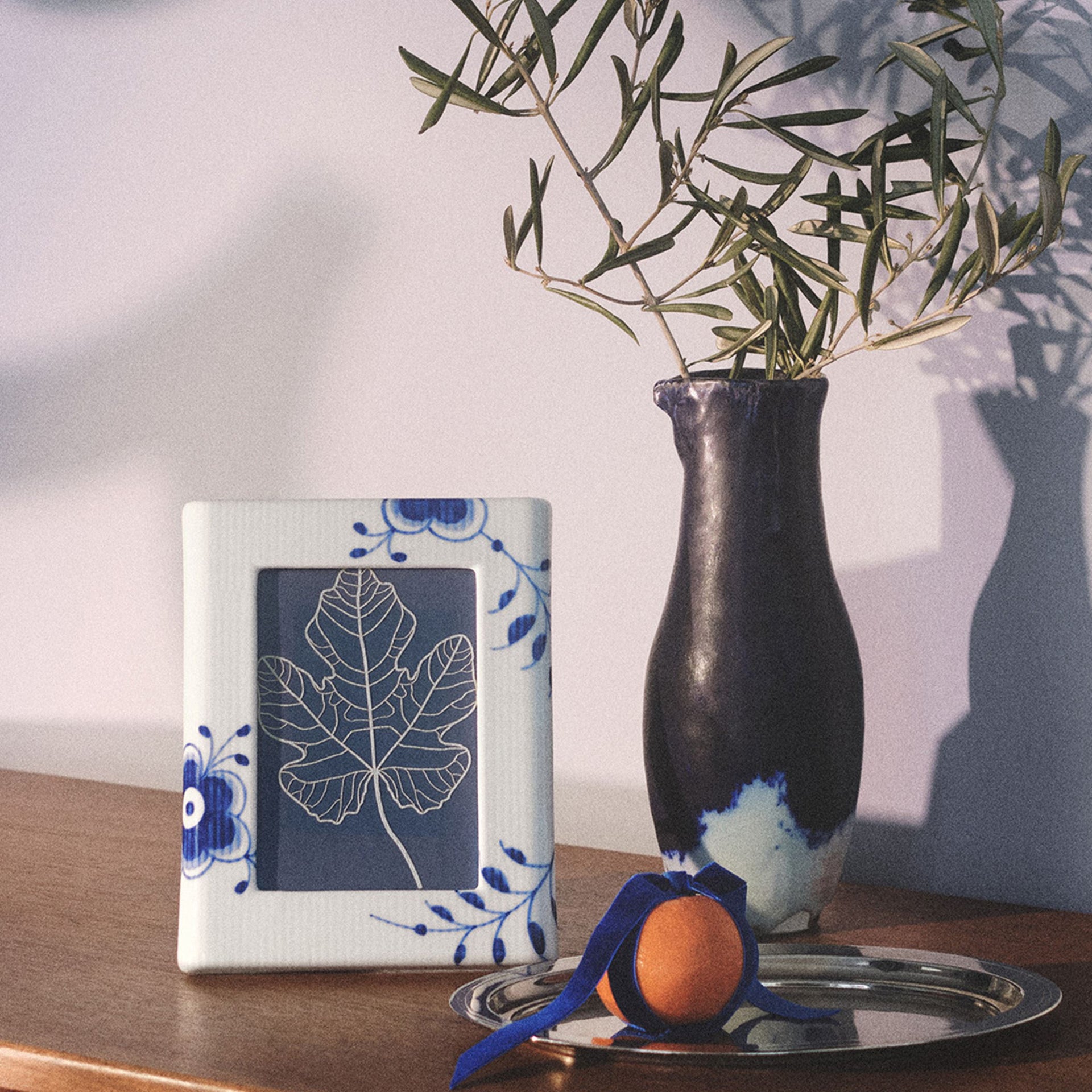 Blue Fluted Mega Picture Frame, 21 cm
