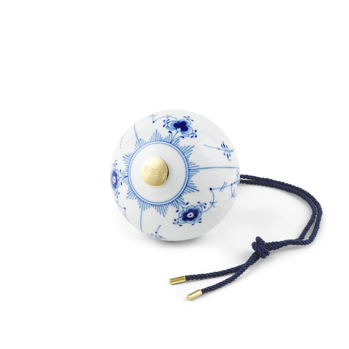 Musselmalet Halvblonde julekugle, 9,5 cm - Blue Origin Half Lace Christmas Bauble, 9.5 cm