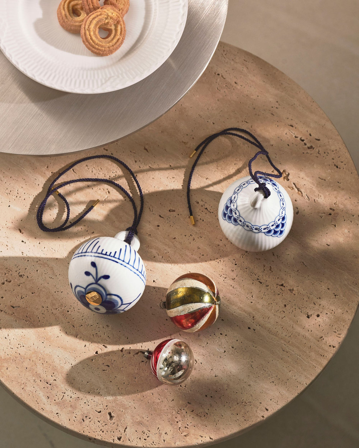 Blue Lace Christmas Bauble, 9.5 cm