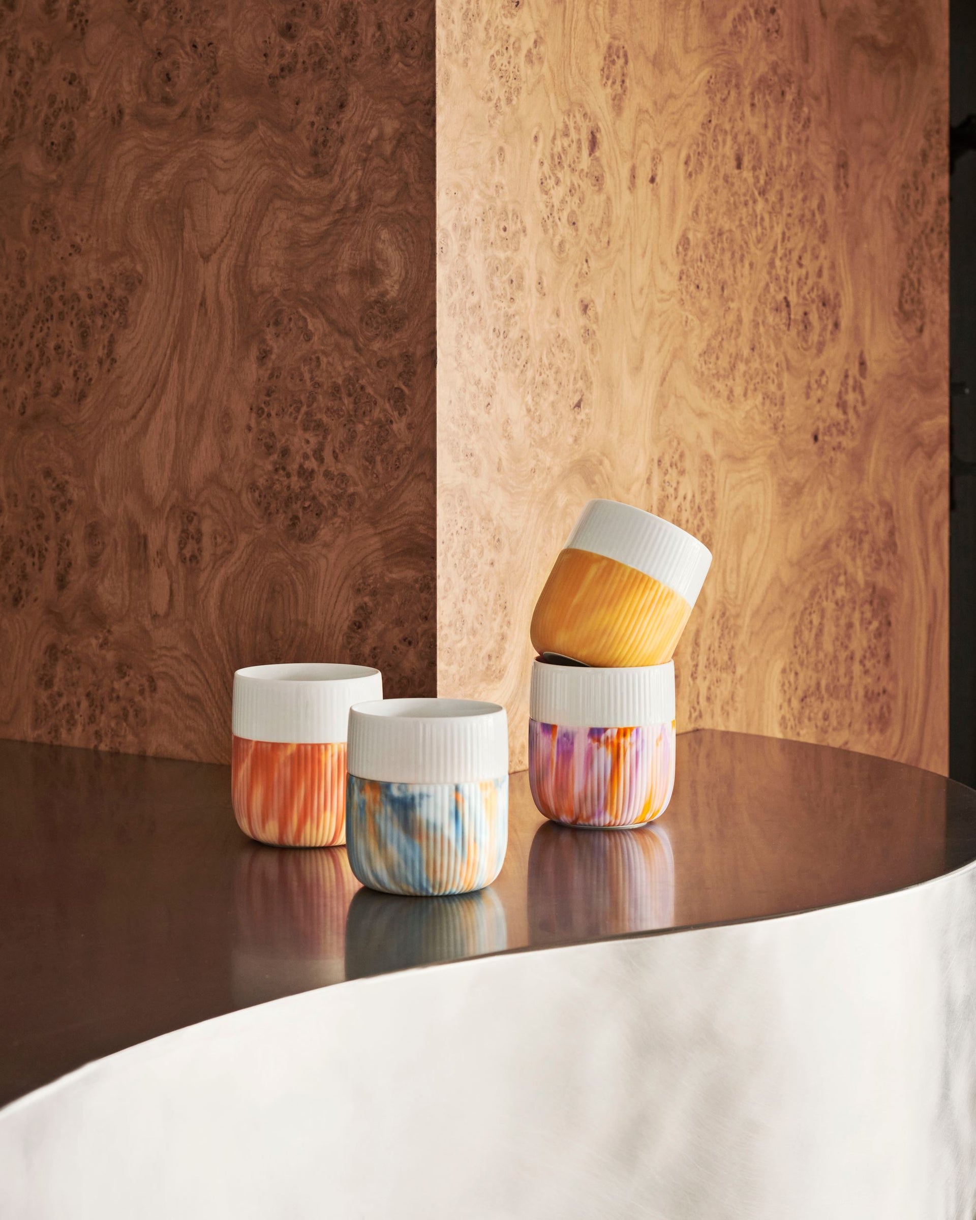 Fluted Contrast Marble Mug, Morning Sky, 35 cl