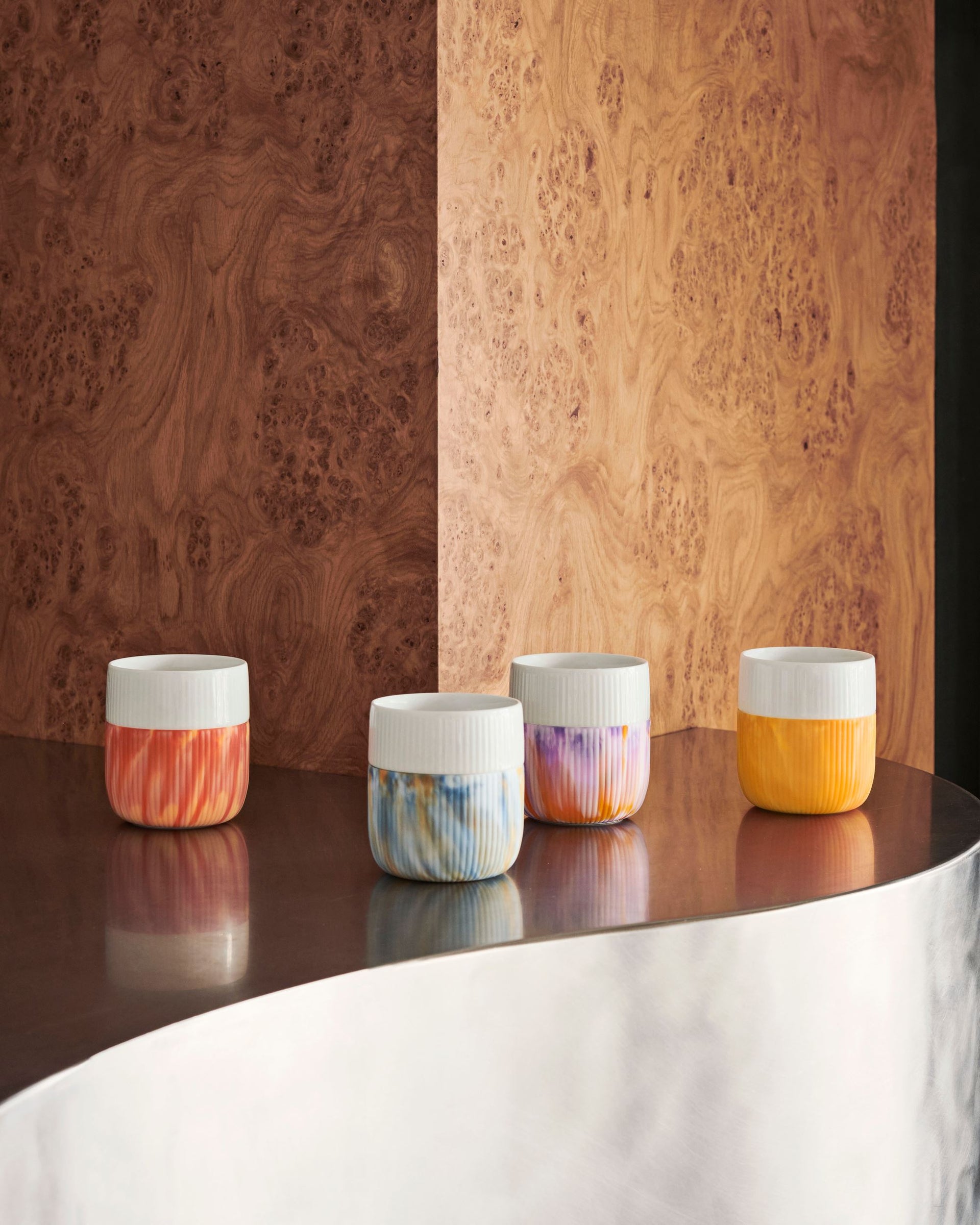 Fluted Contrast Marble Mug, Morning Sky, 35 cl