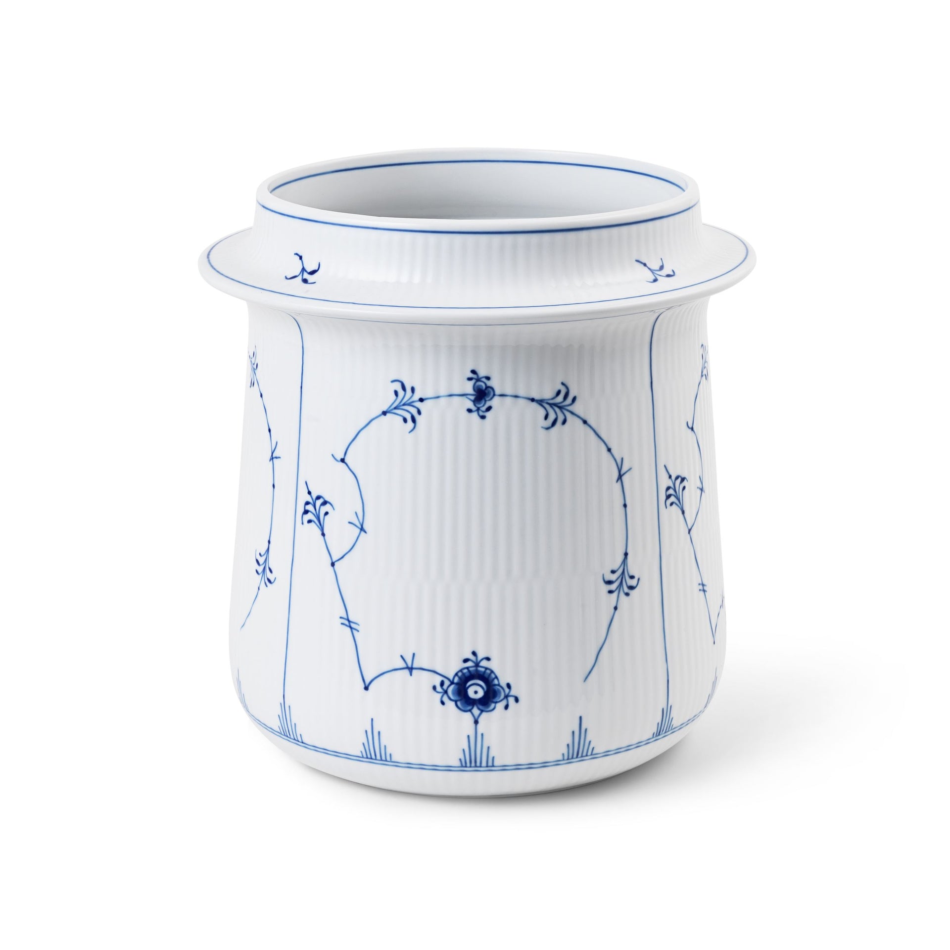 Blue Fluted Plain Wine Cooler, 21.5 cm