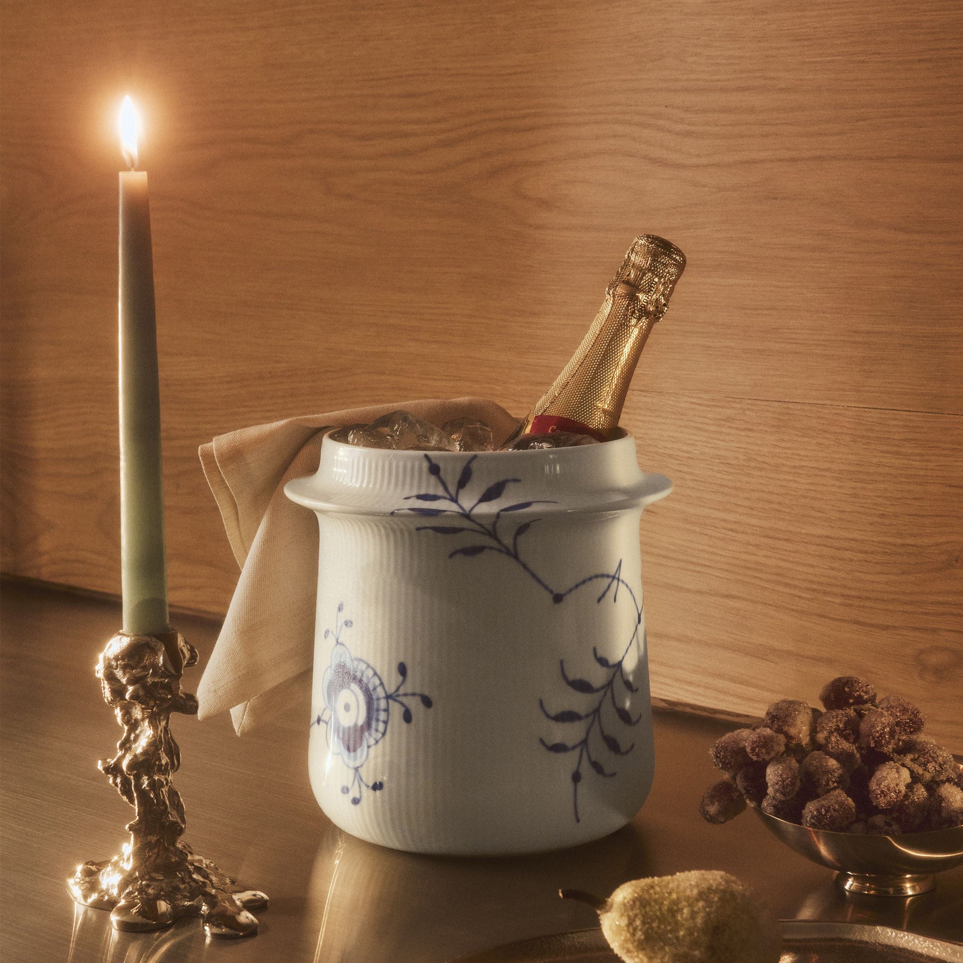 Blue Fluted Mega Wine Cooler, 21.5 cm