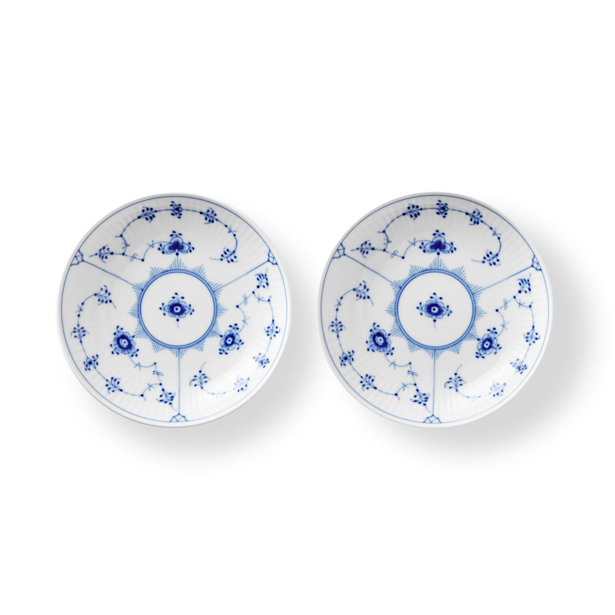 Blue Fluted Plain Shallow Bowl, 15 cm, 2 pcs