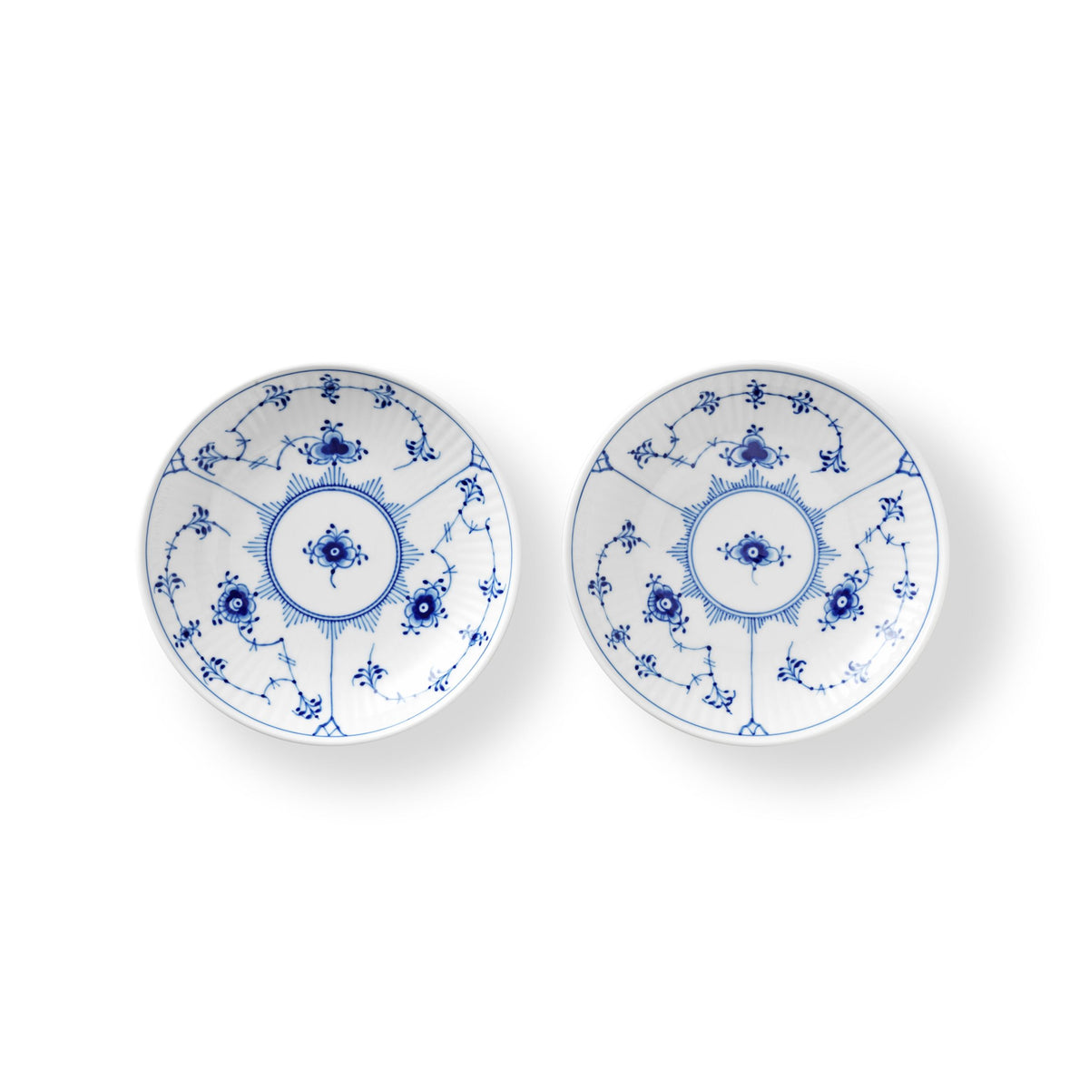 Blue Fluted Plain Shallow Bowl, 13 cm, 2 pcs