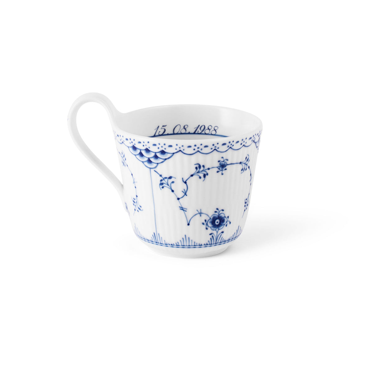 Musselmalet Halvblonde højhankskop, Bespoke, 33 cl - Blue Fluted Half Lace High Handle Cup, Bespoke, 33 cl