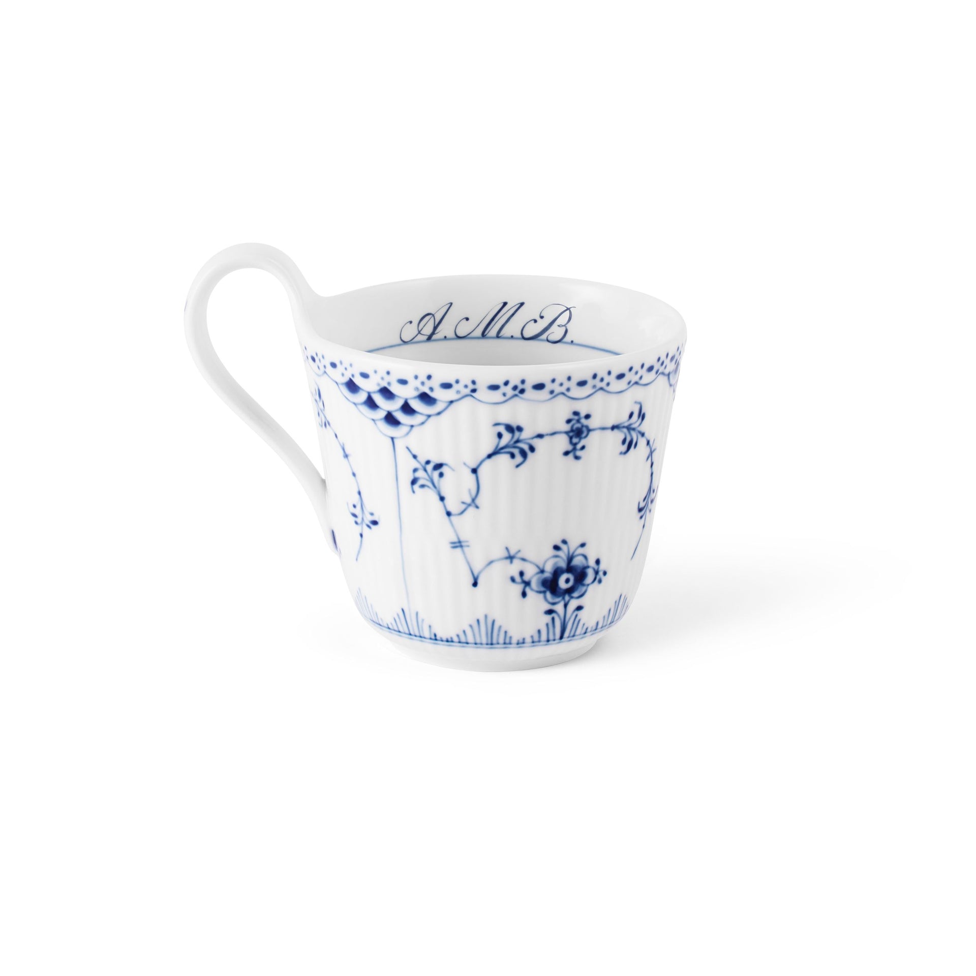 Musselmalet Halvblonde højhankskop, Bespoke, 33 cl - Blue Fluted Half Lace High Handle Cup, Bespoke, 33 cl