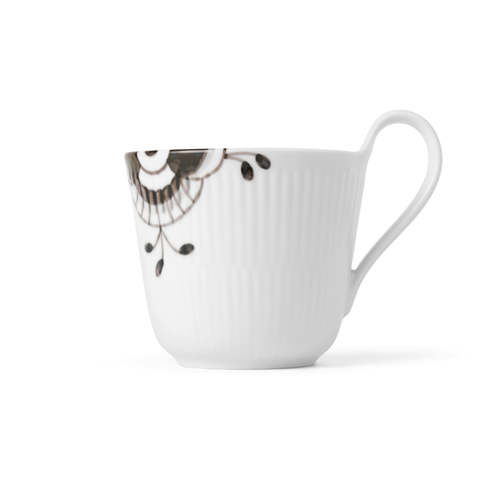 Sort Mega Riflet højhankskop, Bespoke, 33 cl - Black Fluted Mega High Handle Cup, Bespoke, 33 cl