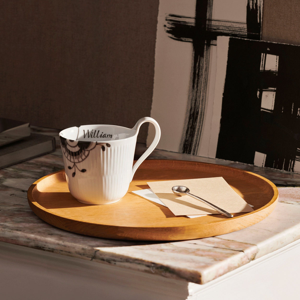 Sort Mega Riflet højhankskop, Bespoke, 33 cl - Black Fluted Mega High Handle Cup, Bespoke, 33 cl