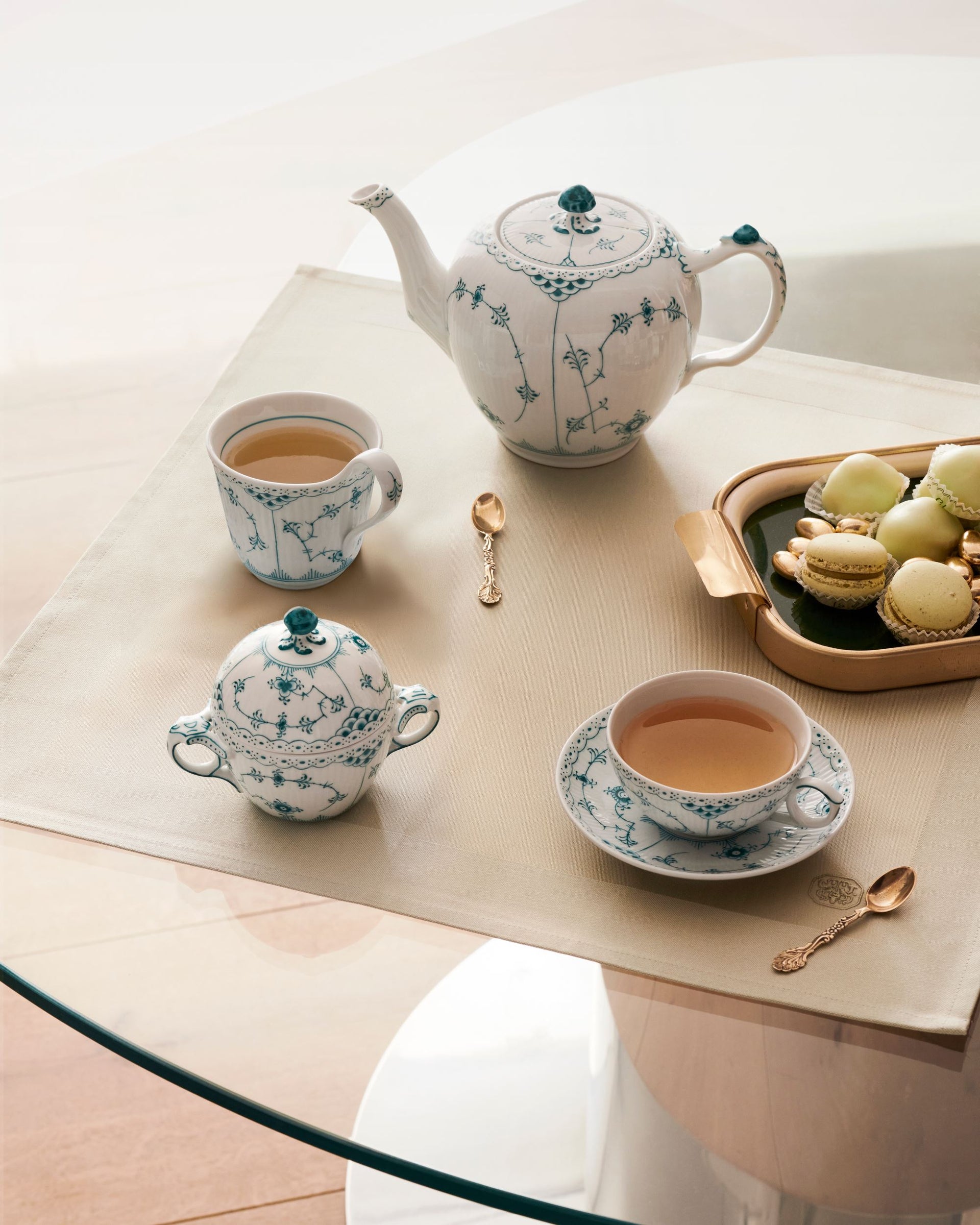 Emerald Green Fluted Half Lace Cup and Saucer, 20 cl