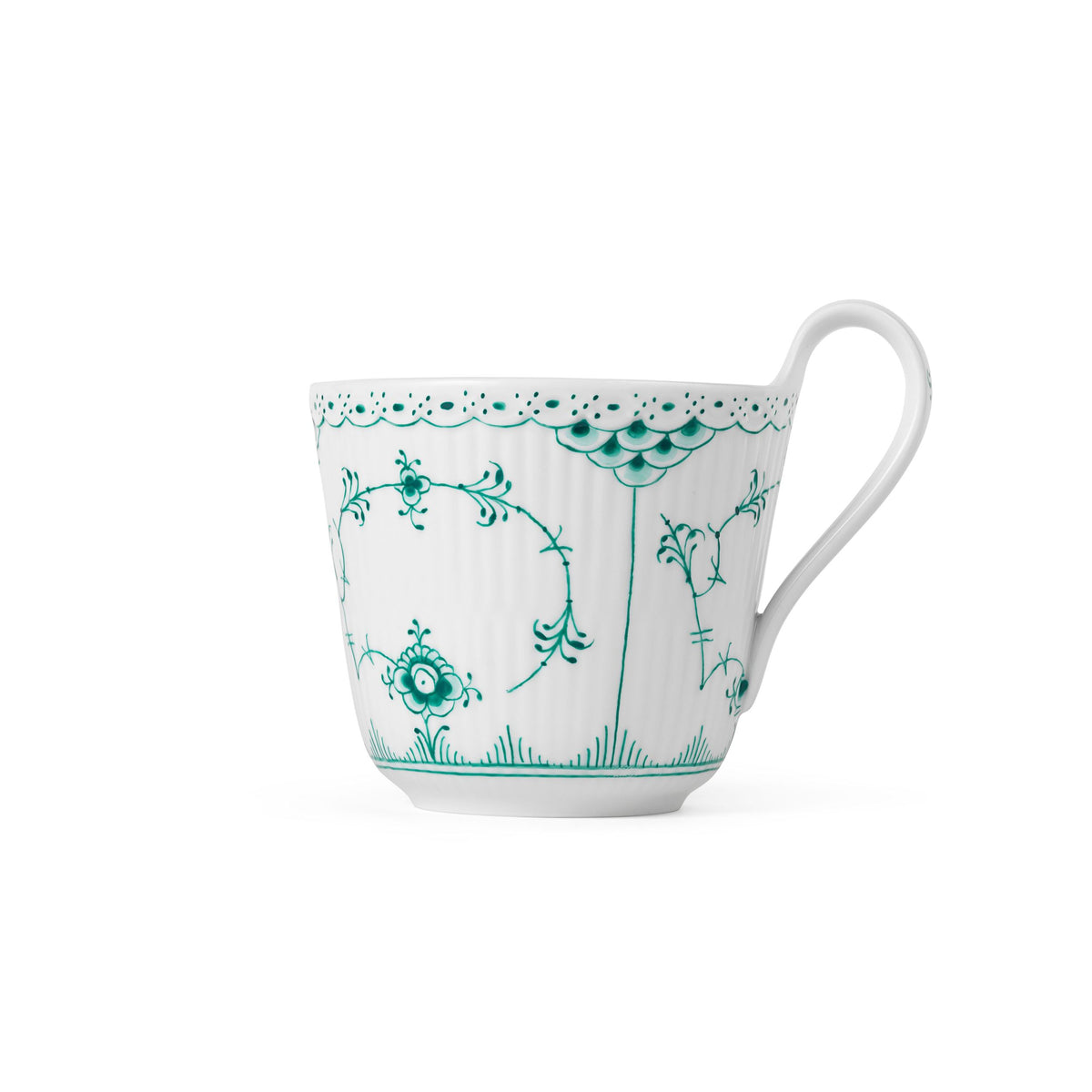 Emerald Green Fluted Half Lace High Handle Cup, 33cl