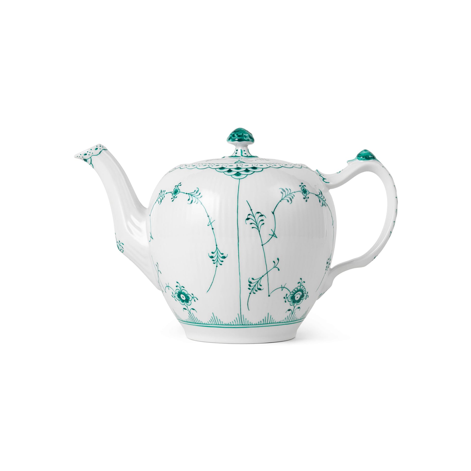 Emerald Green Fluted Half Lace Teapot, 100 cl