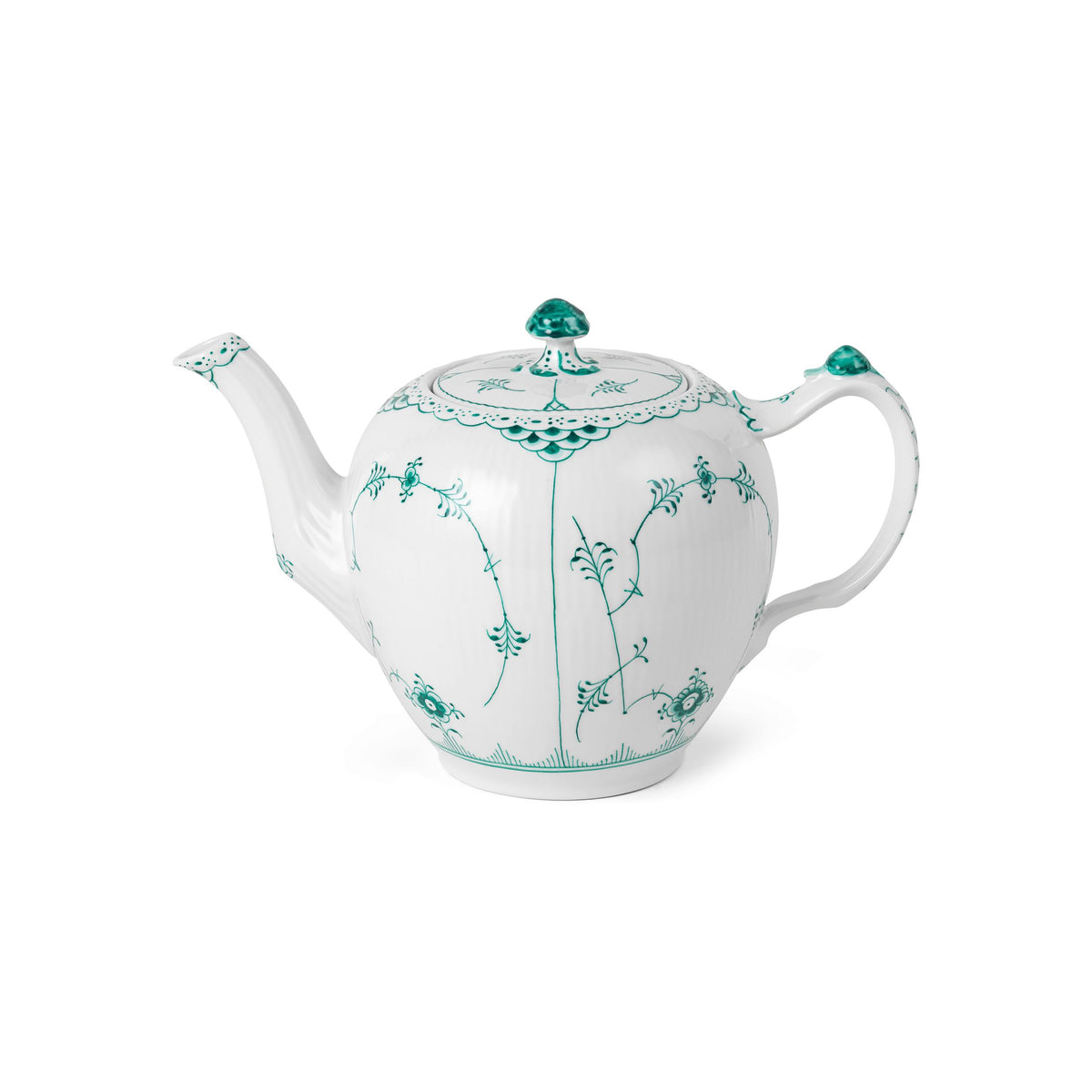 Emerald Green Fluted Half Lace Teapot, 100 cl