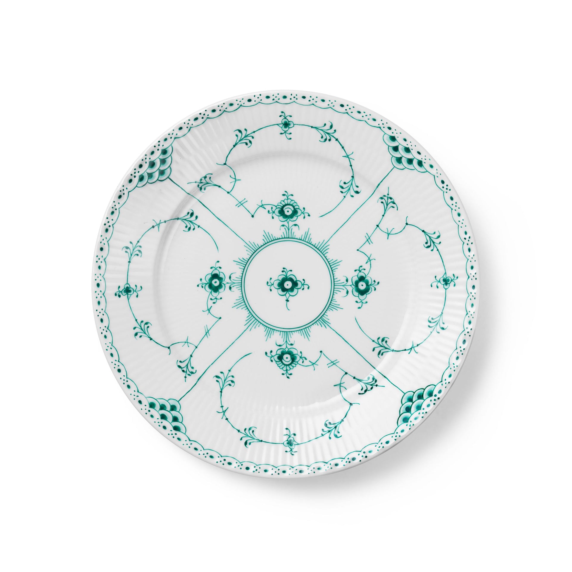 Emerald Green Fluted Half Lace Plate, 22 cm