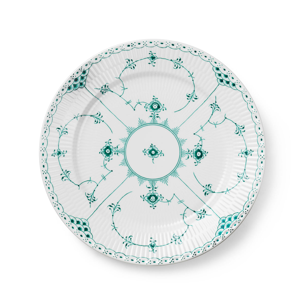 Emerald Green Fluted Half Lace Plate, 27 cm