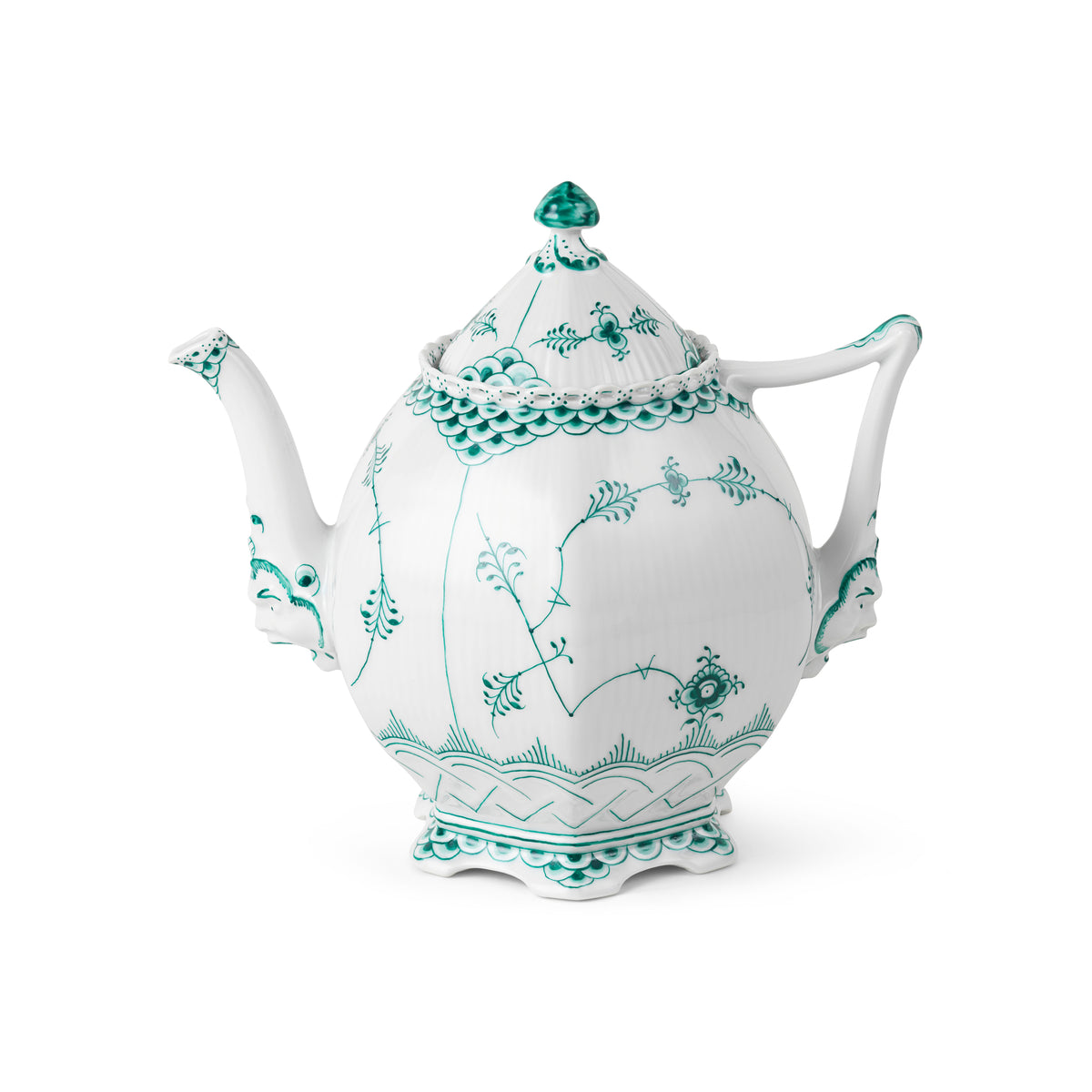 Smaragd Musselmalet Helblonde tekande, 100 cl - Emerald green Full Lace teapot