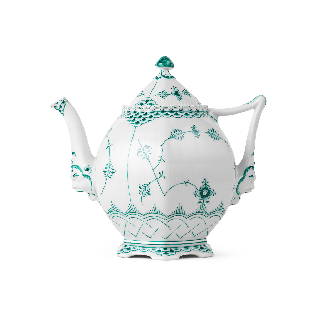 Smaragd Musselmalet Helblonde tekande, 100 cl - Emerald green Full Lace teapot