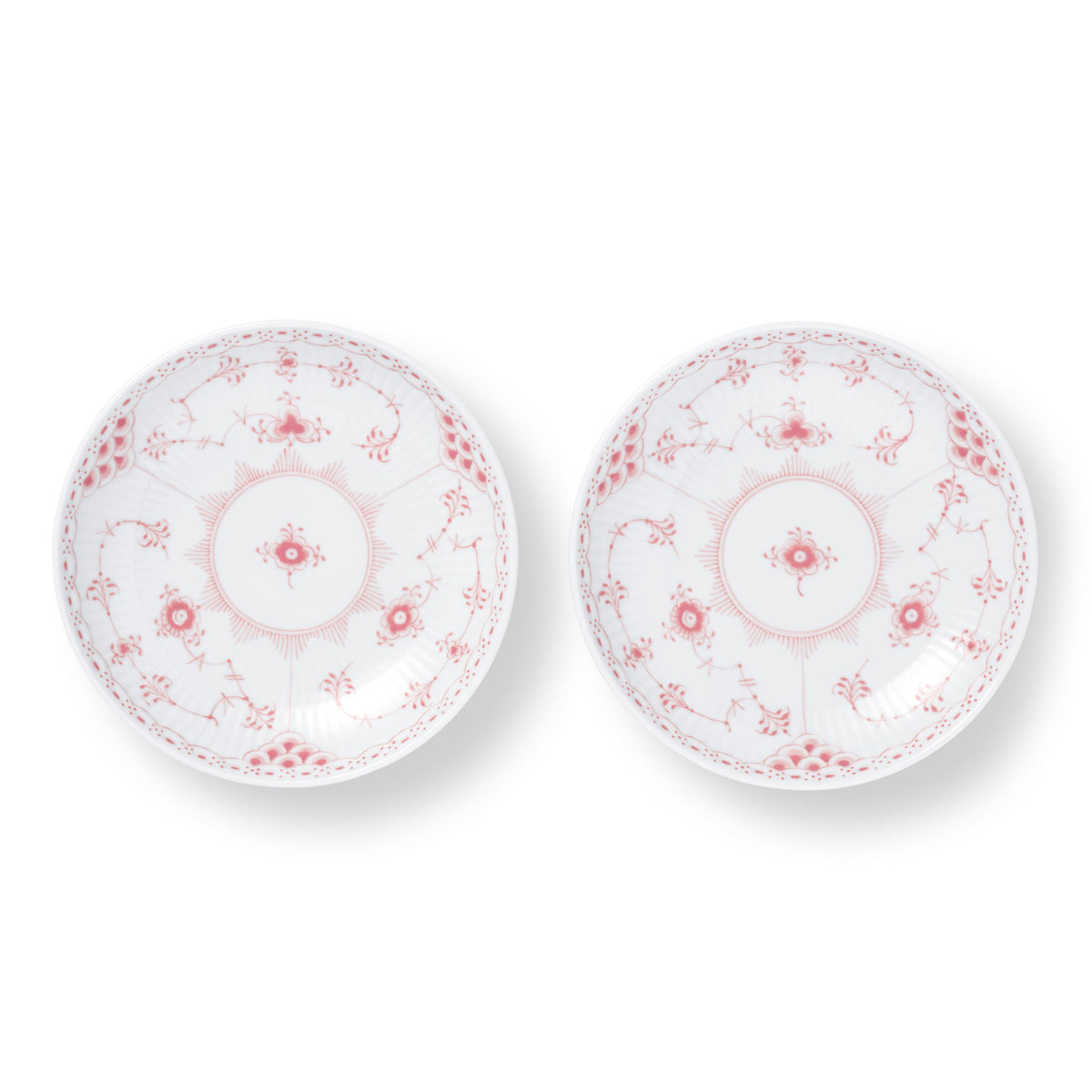 Coral Fluted Half Lace Shallow Bowl, 15 cm, 2 pcs