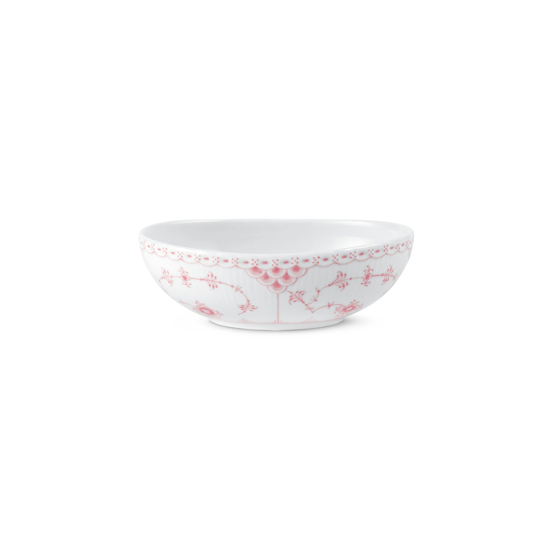 Coral Fluted Half Lace Oval Bowl, 37 cl