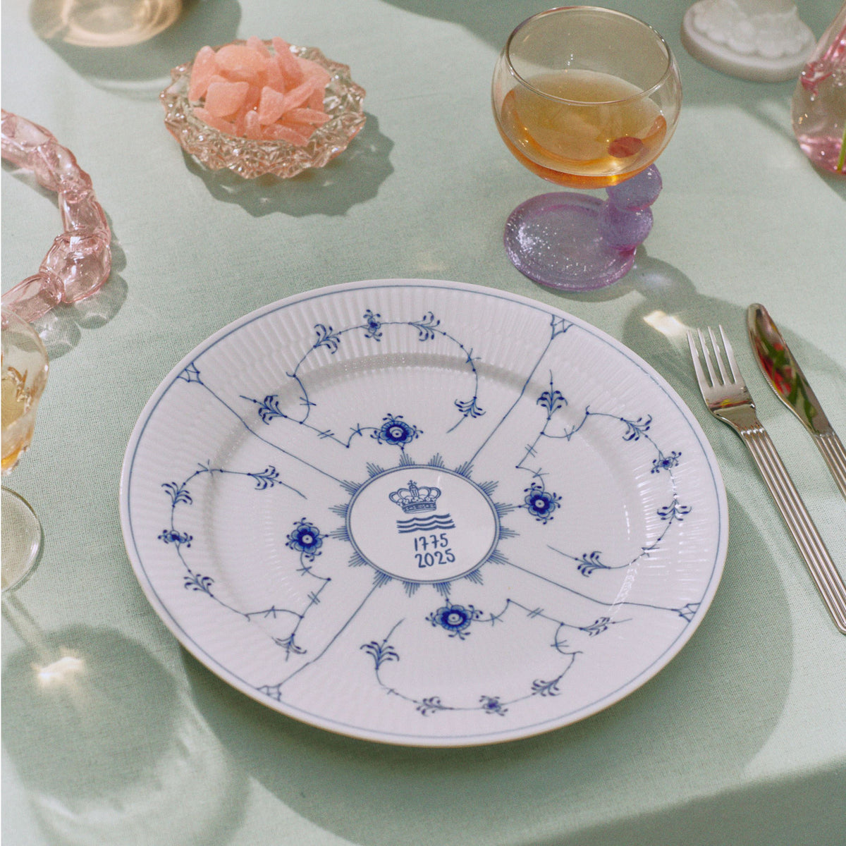 Blue Fluted Plain Celebration Plate, Limited Edition, 27 cm