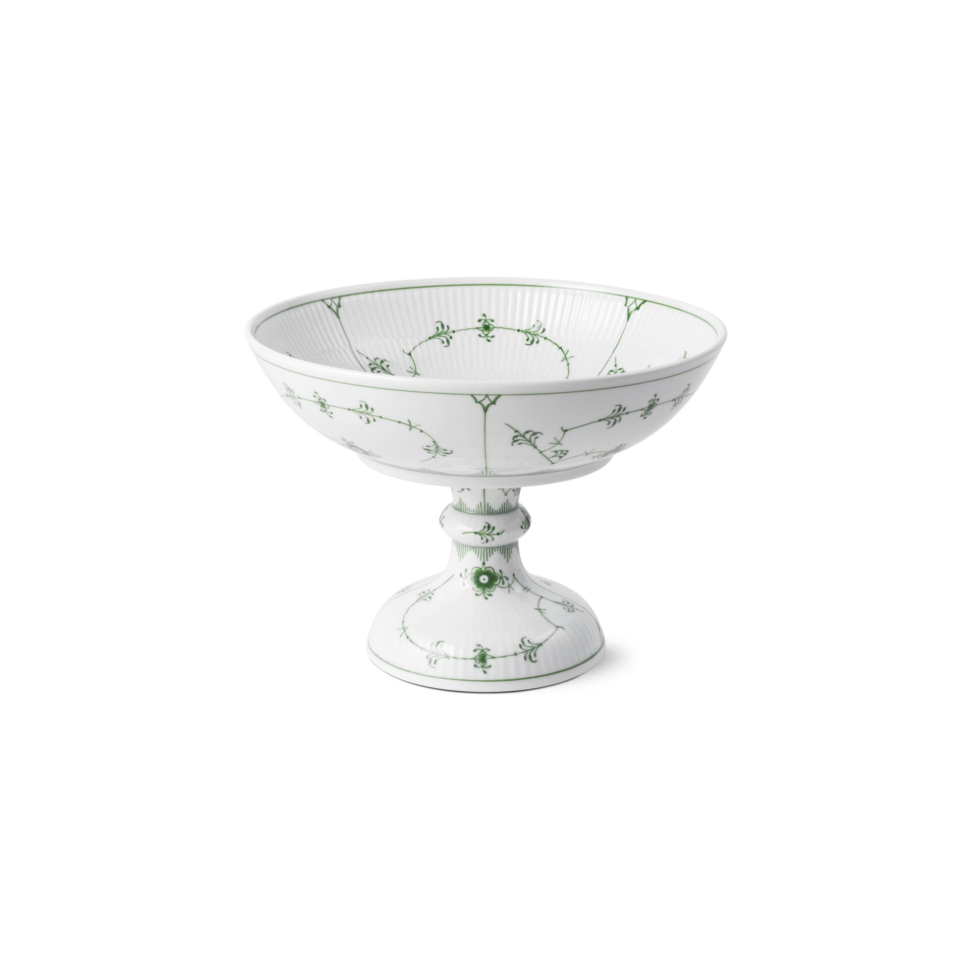Green Fluted Plain Bowl on High Foot, 80 cl