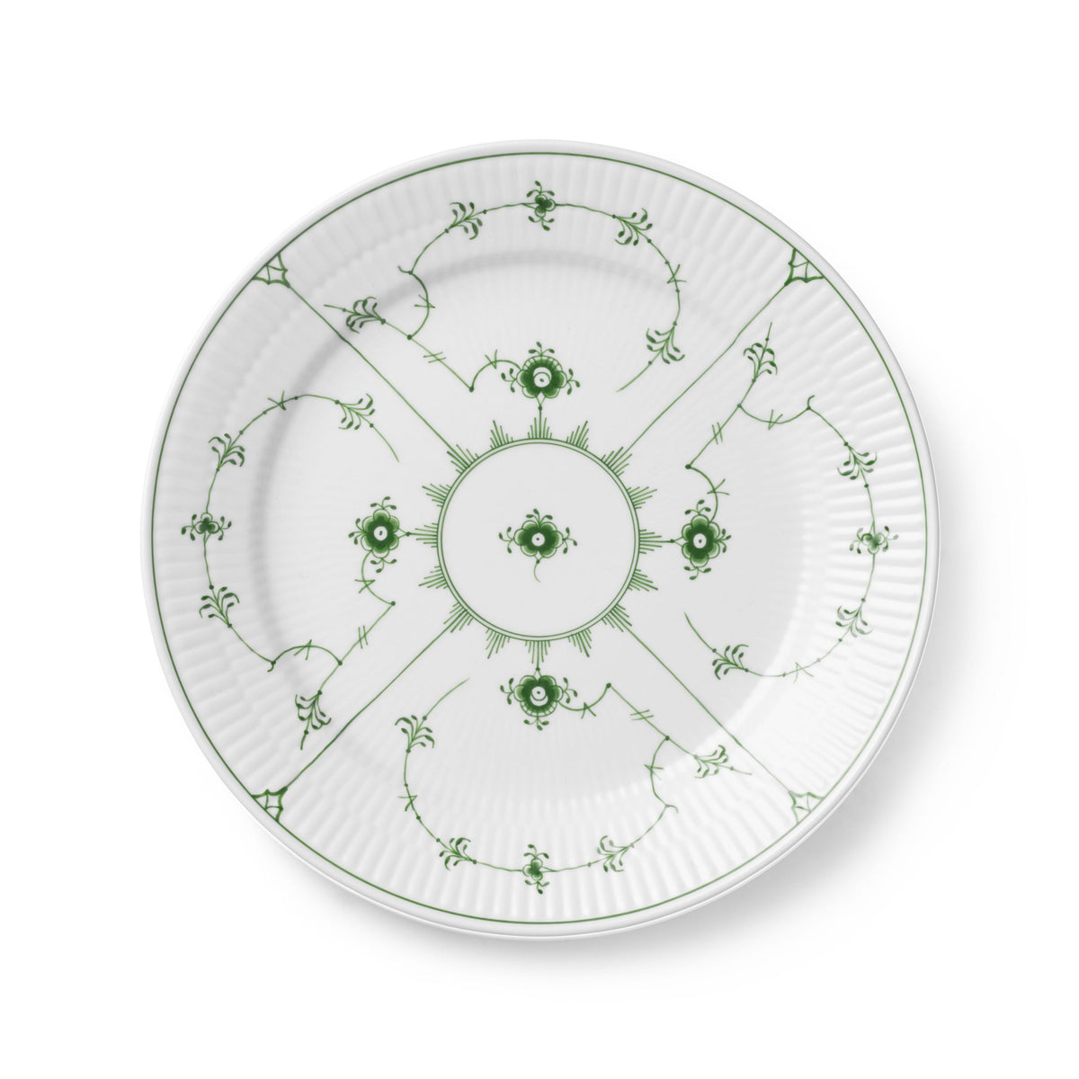 Green Fluted Plain Plate, 25 cm