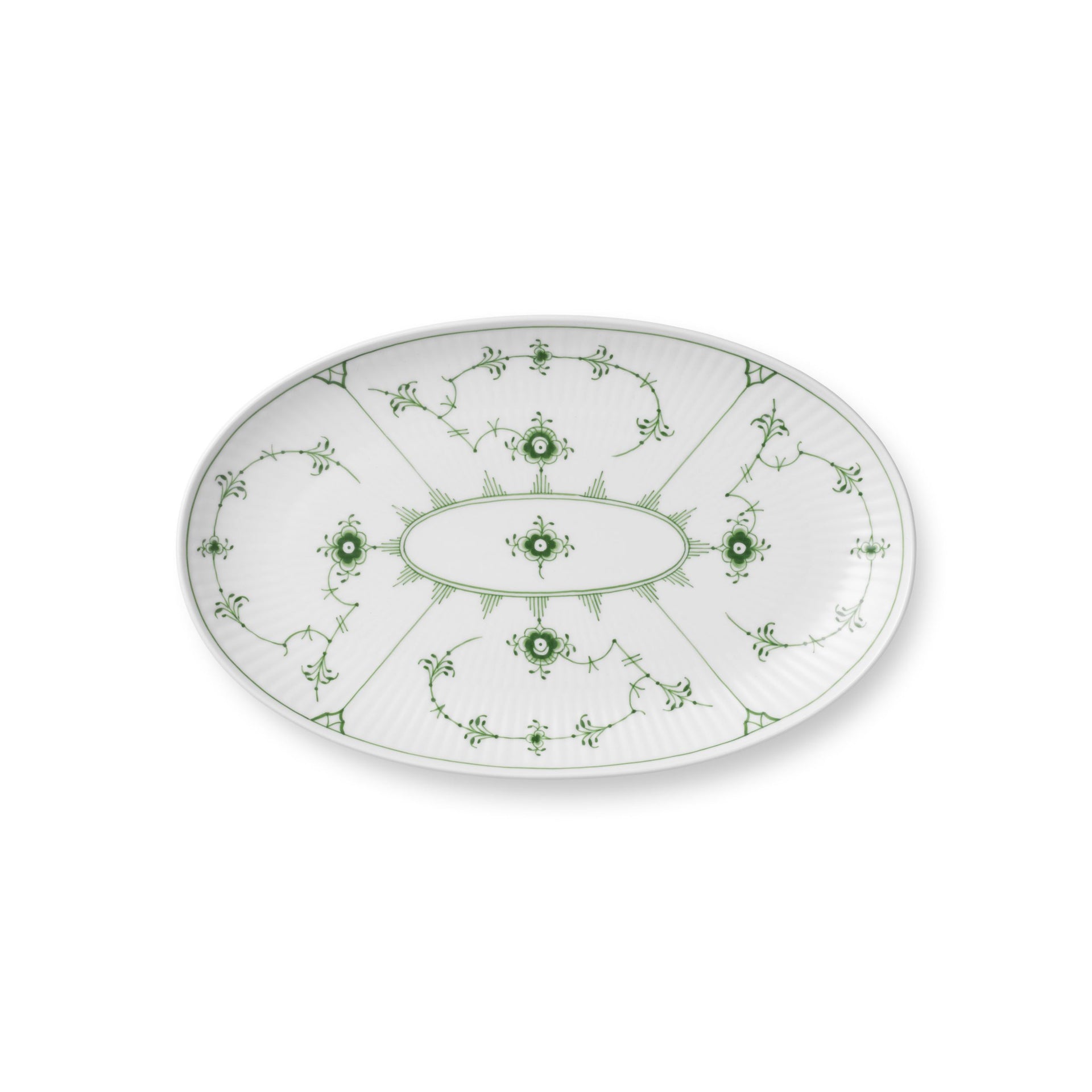 Green Fluted Plain Assiette, 23.5 cm