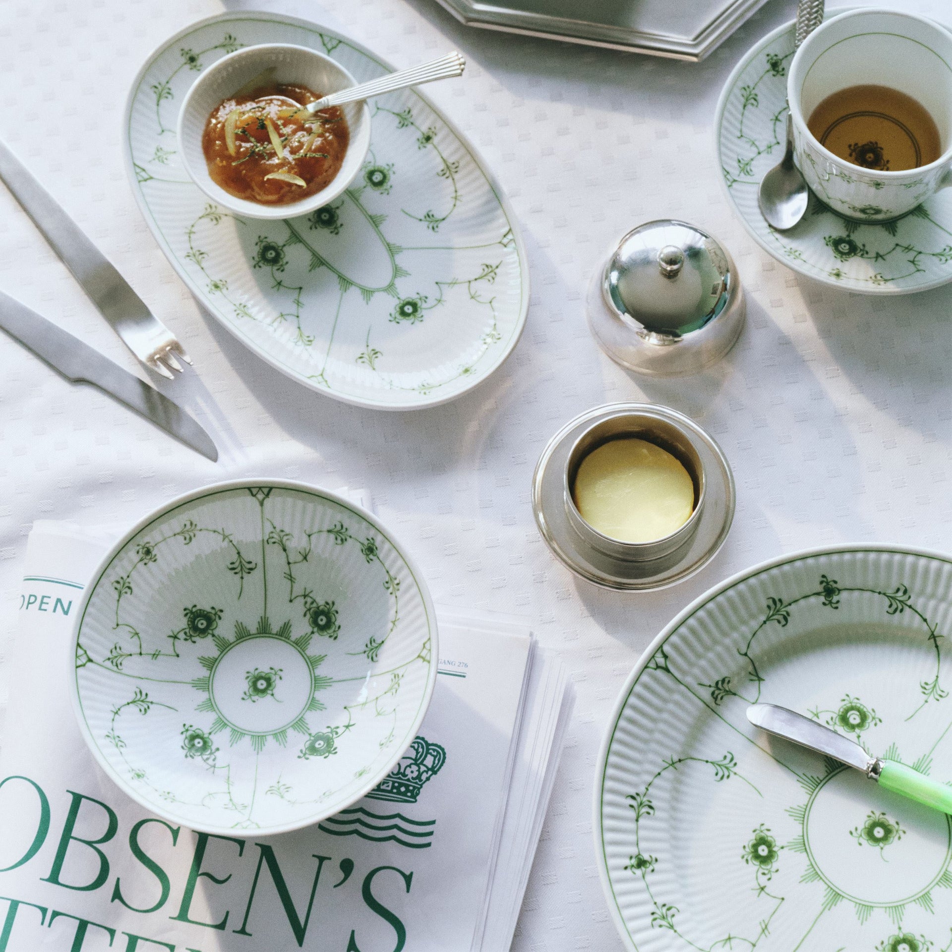 Green Fluted Plain Assiette, 23.5 cm