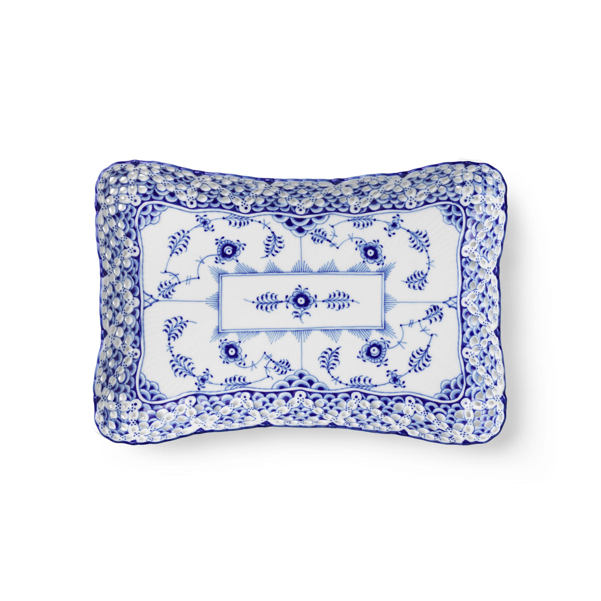 Blue Fluted Full Lace Square Dish, 23.5 cm