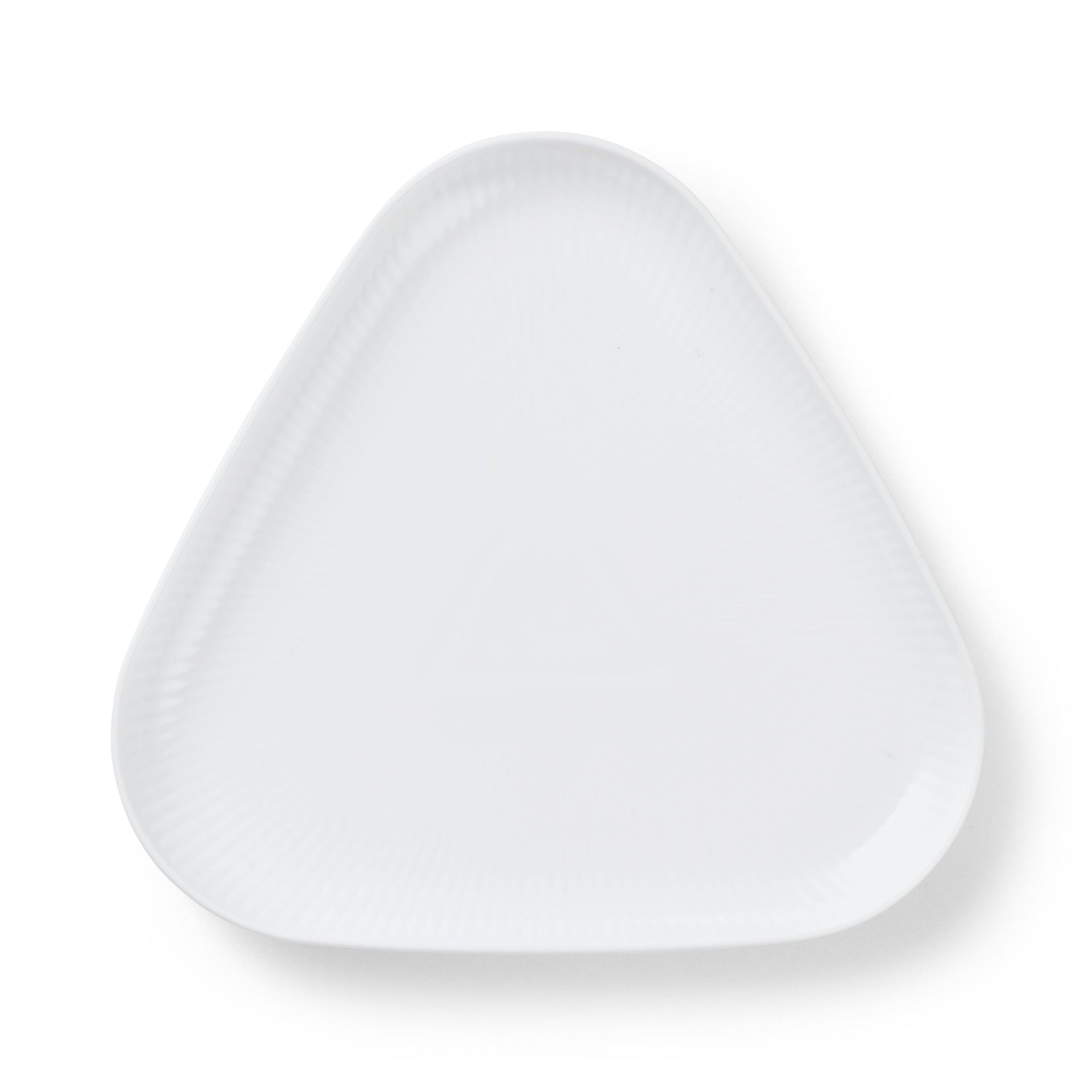 White Fluted Triangle Dish, 23 cm