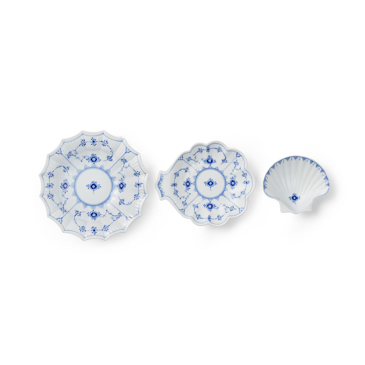 Blue Fluted Plain Serveware, 17,5 cm, 15,5 cm, 10,5 cm, 3 pcs