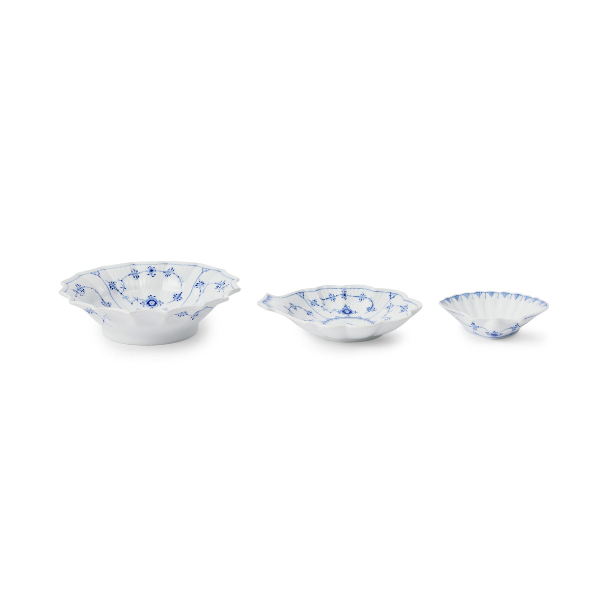 Blue Fluted Plain Serveware, 17,5 cm, 15,5 cm, 10,5 cm, 3 pcs