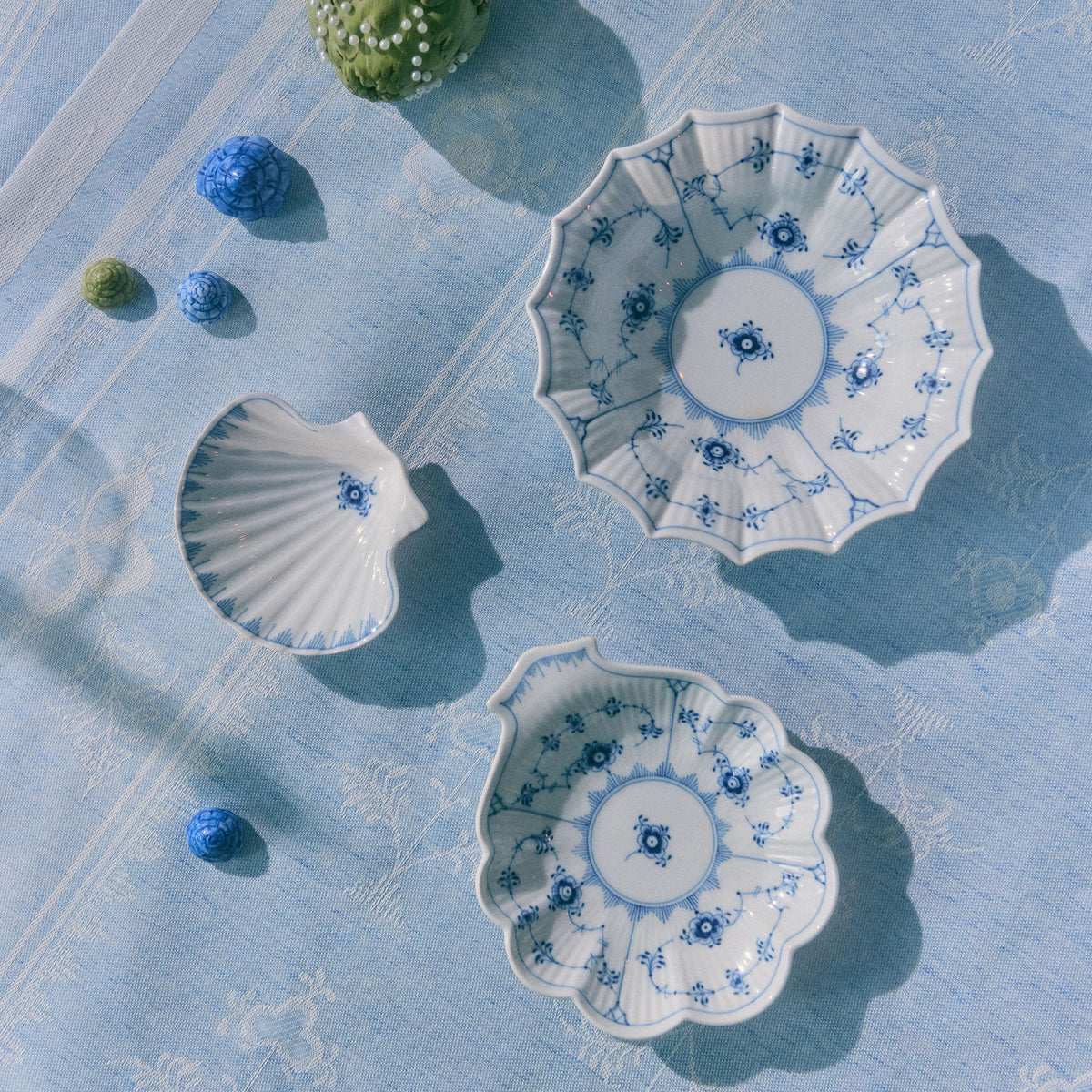 Blue Fluted Plain Serveware, 17,5 cm, 15,5 cm, 10,5 cm, 3 pcs