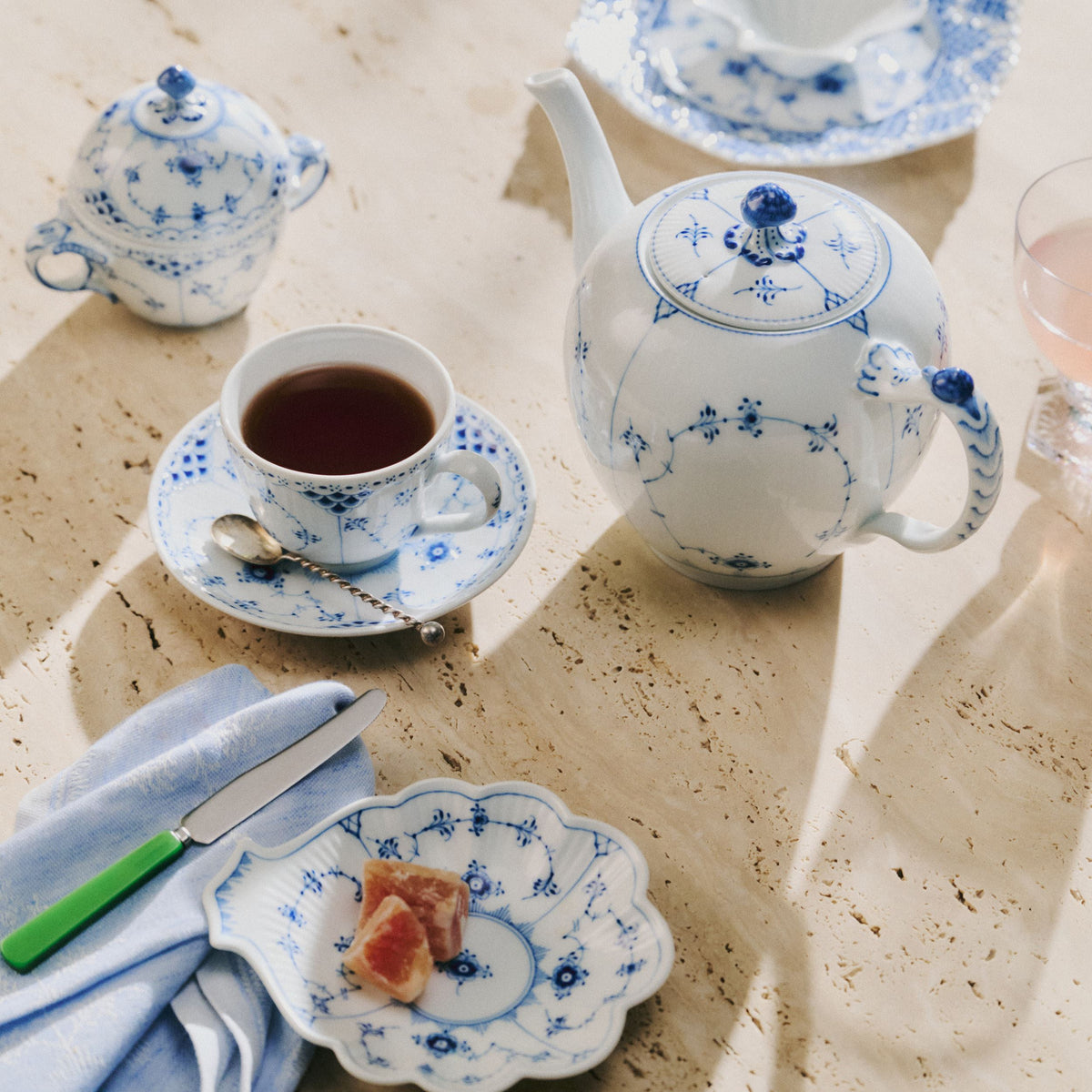 Blue Fluted Plain Serveware, 17,5 cm, 15,5 cm, 10,5 cm, 3 pcs
