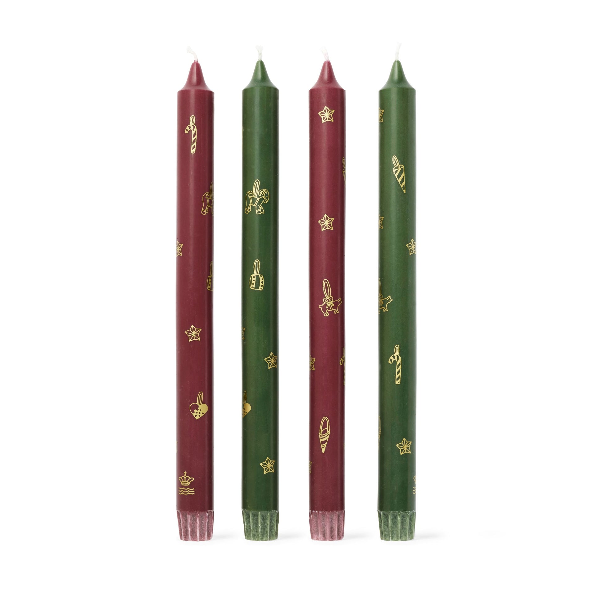 Star Fluted Christmas Candles, 28 cm, 4 pcs