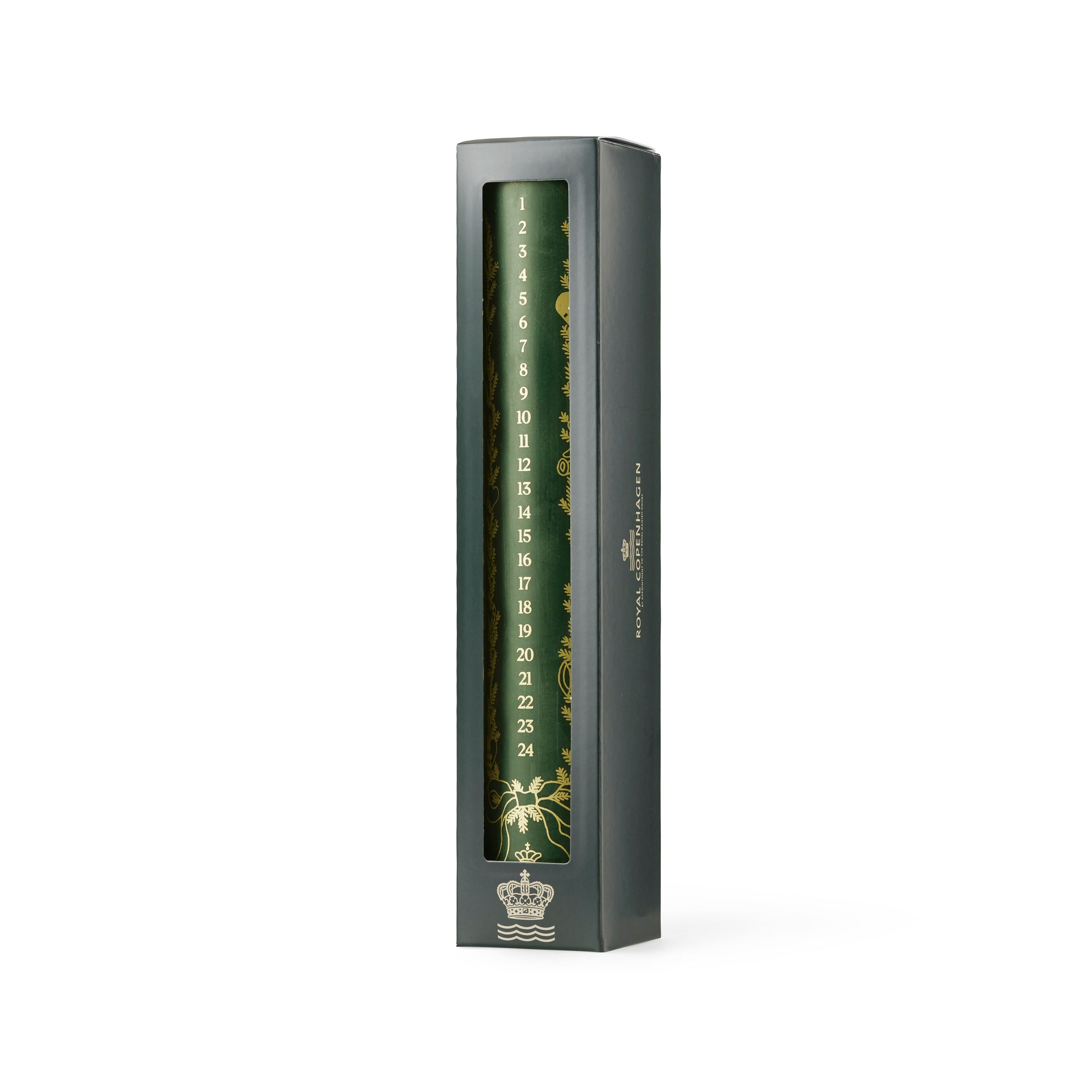 Stjerne Riflet Jul kalenderlys, grøn, 25 cm - Star Fluted Christmas Advent candle in green
