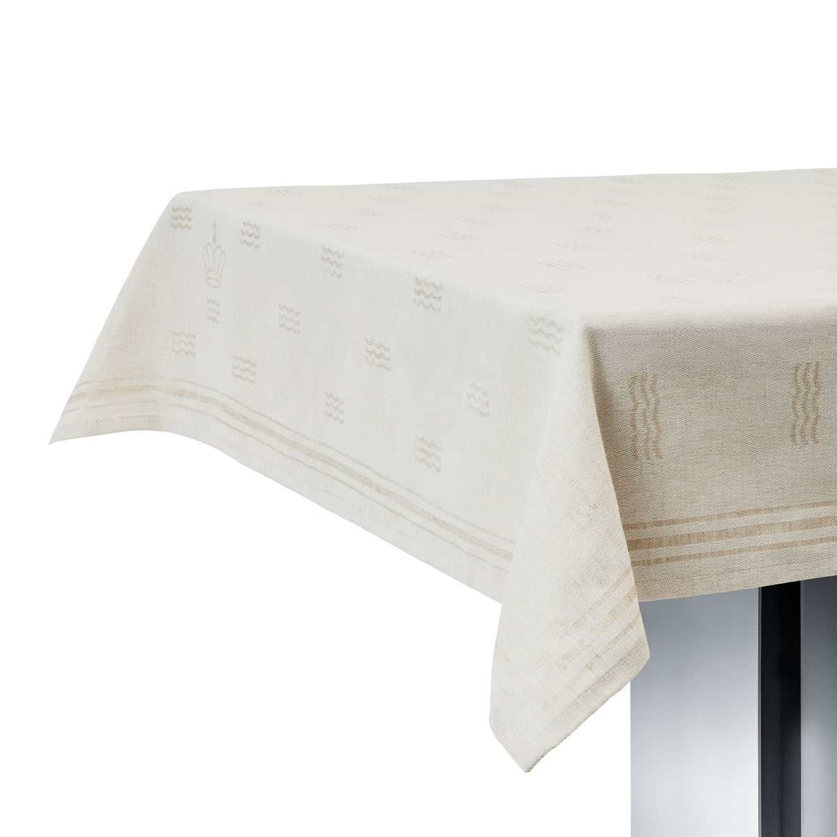 Waves Tablecloth, Off White, 270 x 145 cm