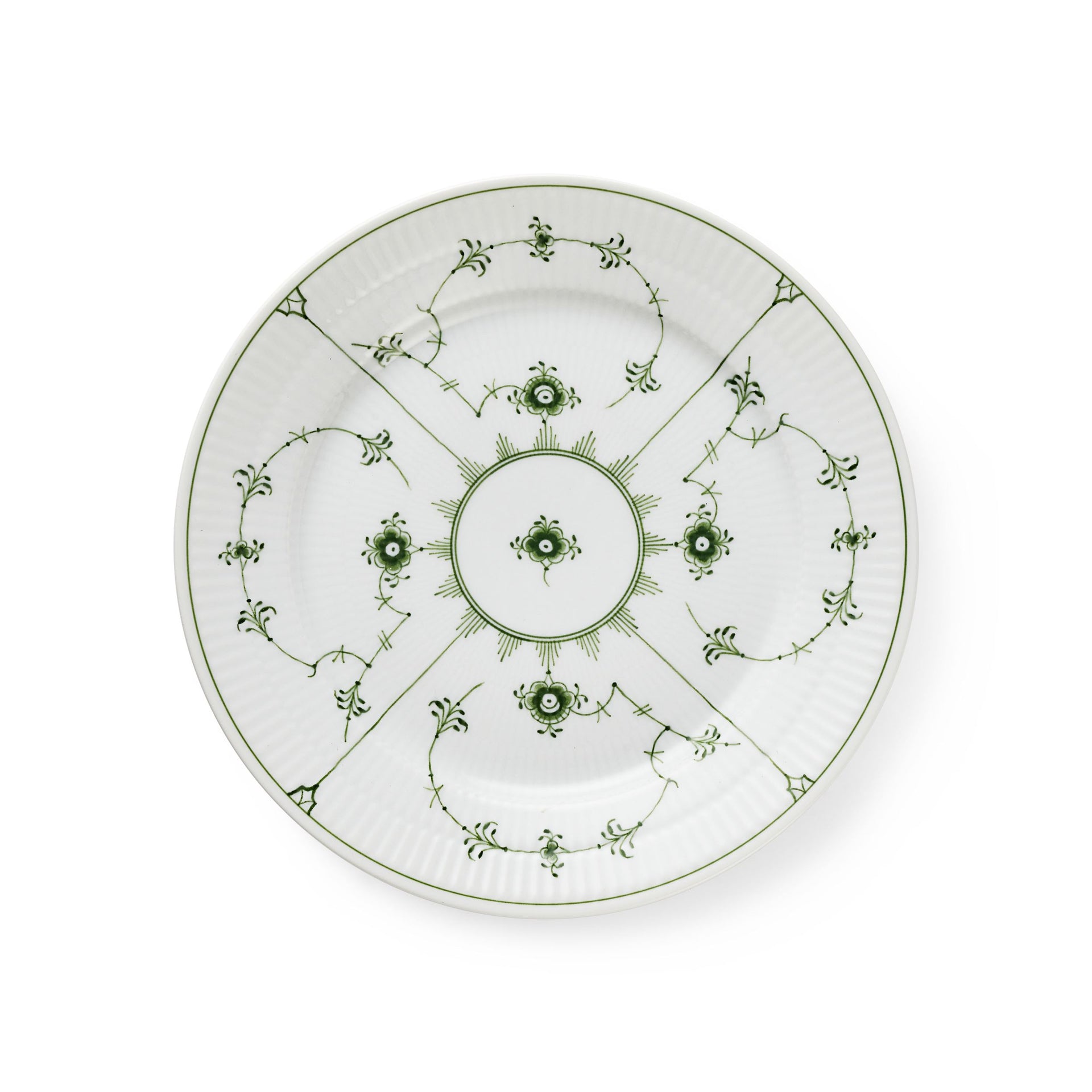 Green Fluted Plain Plate, 22 cm