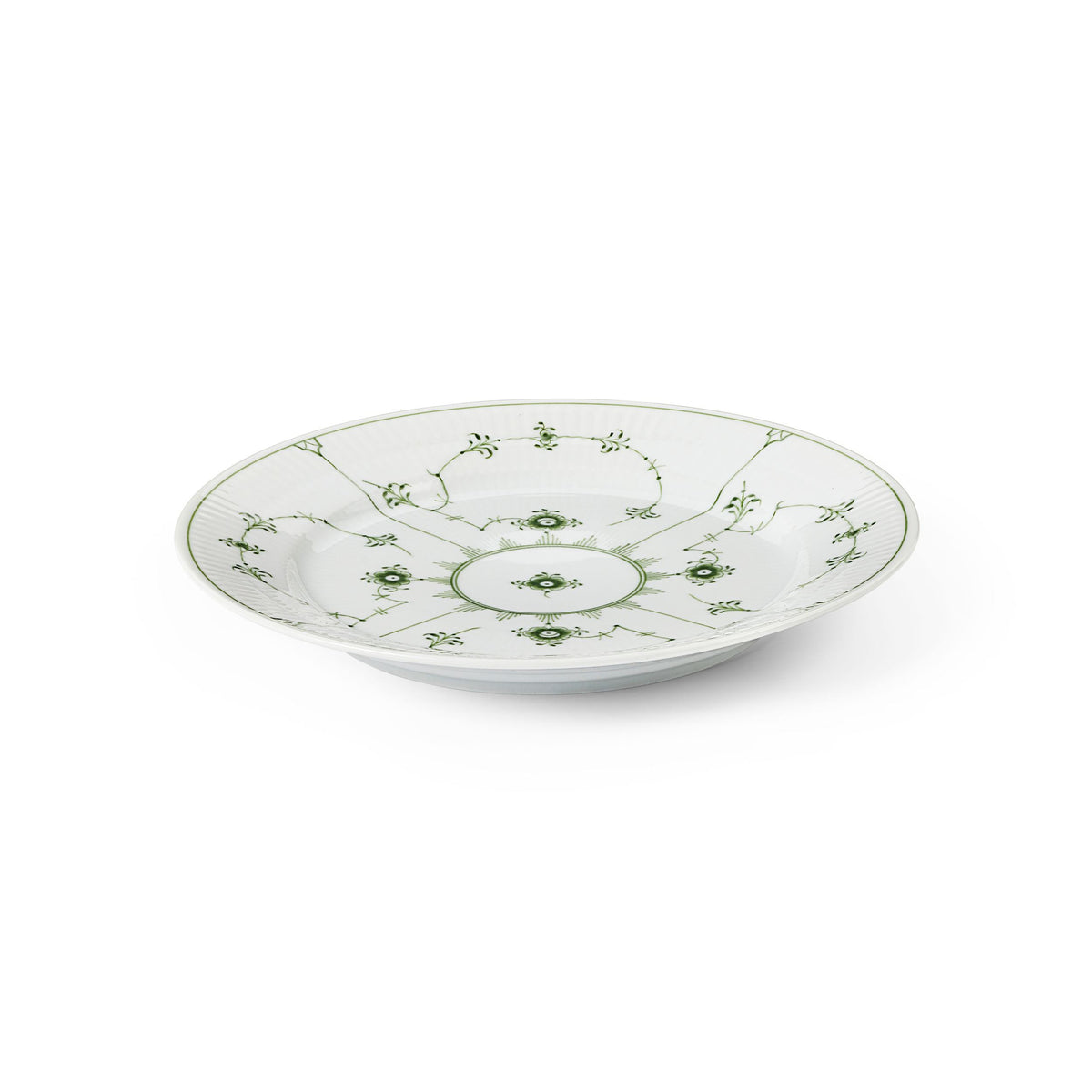 Green Fluted Plain Plate, 22 cm