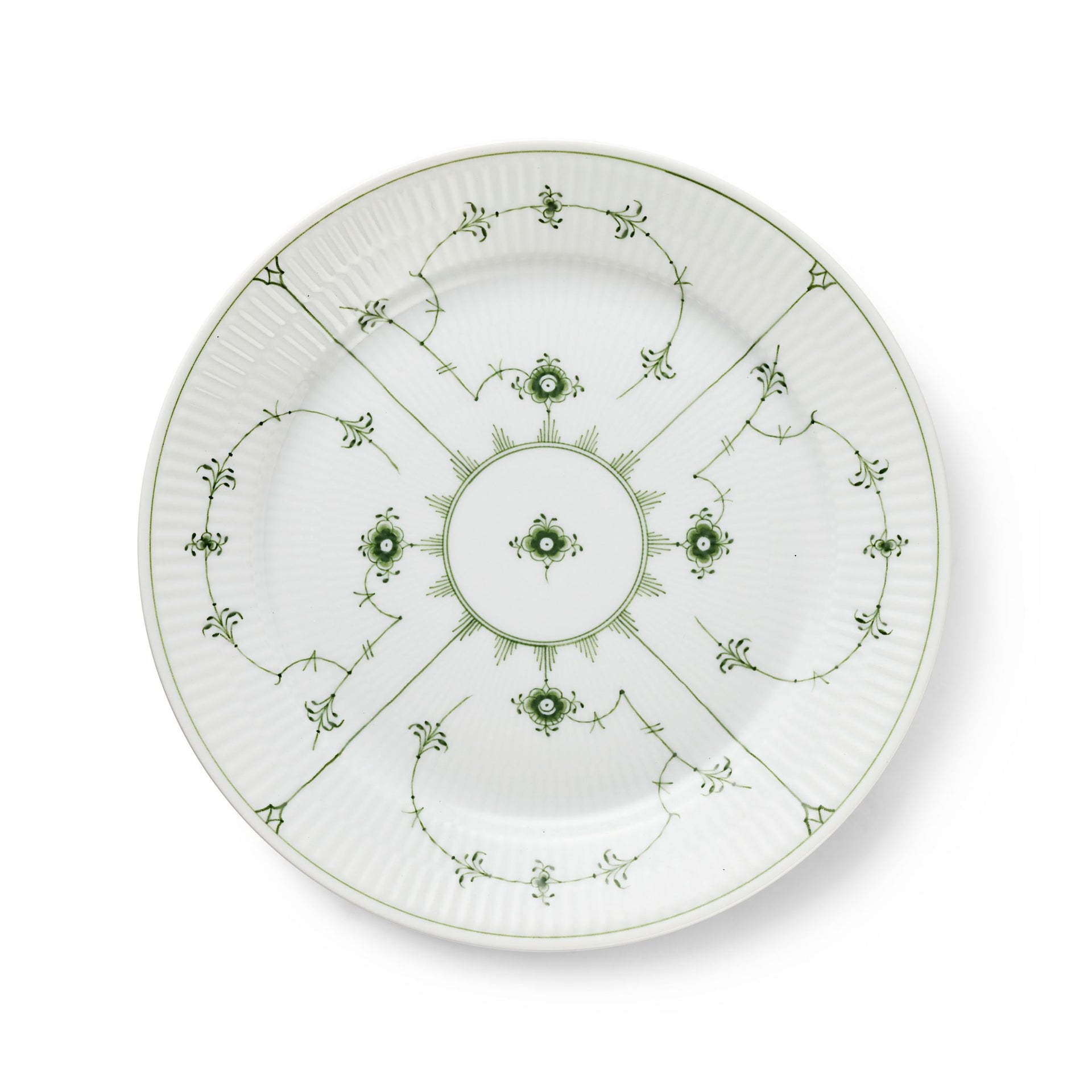 Green Fluted Plain Plate, 27 cm