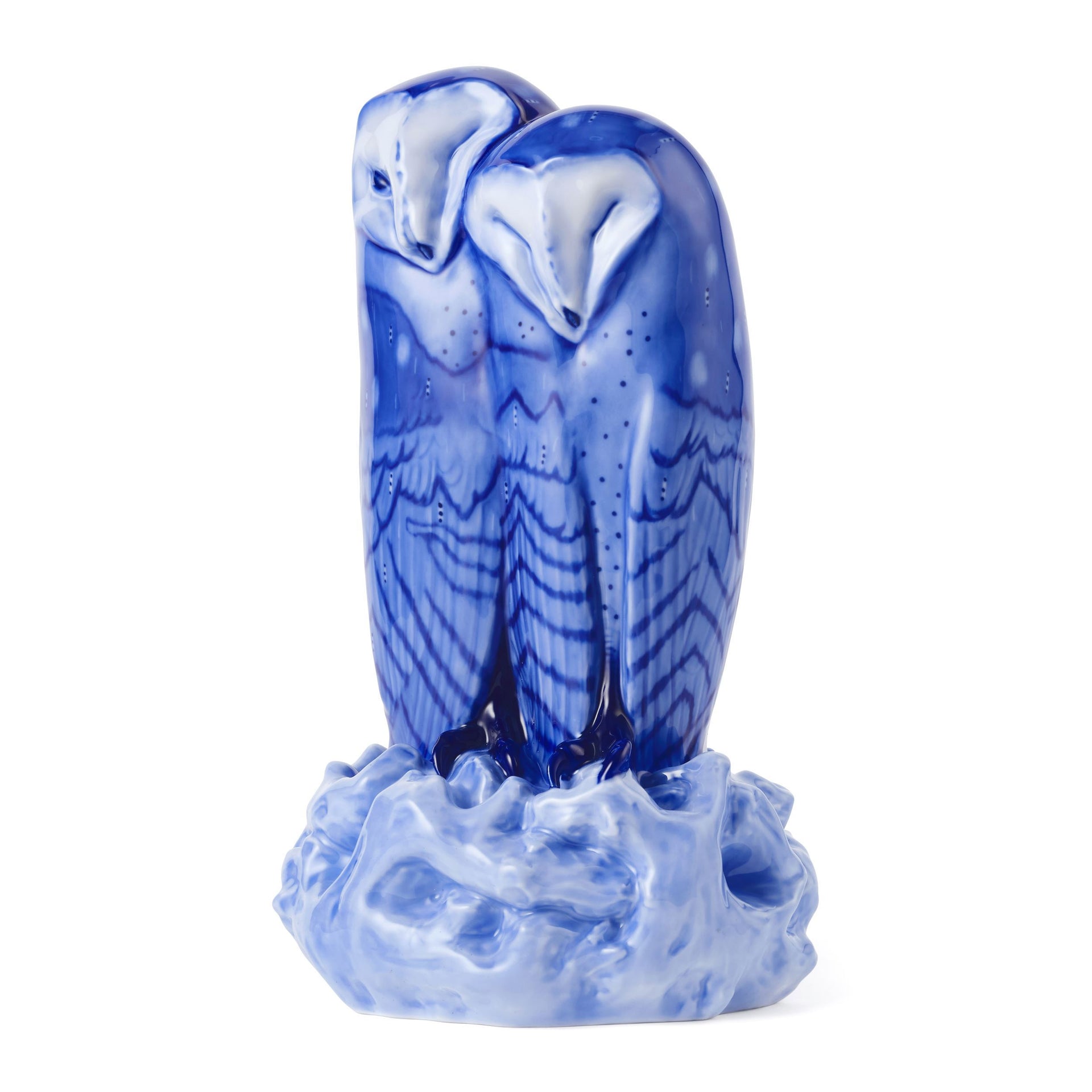 Figurer blåt uglepar, 34 cm - Figurines Blue Owl Couple, 34 cm