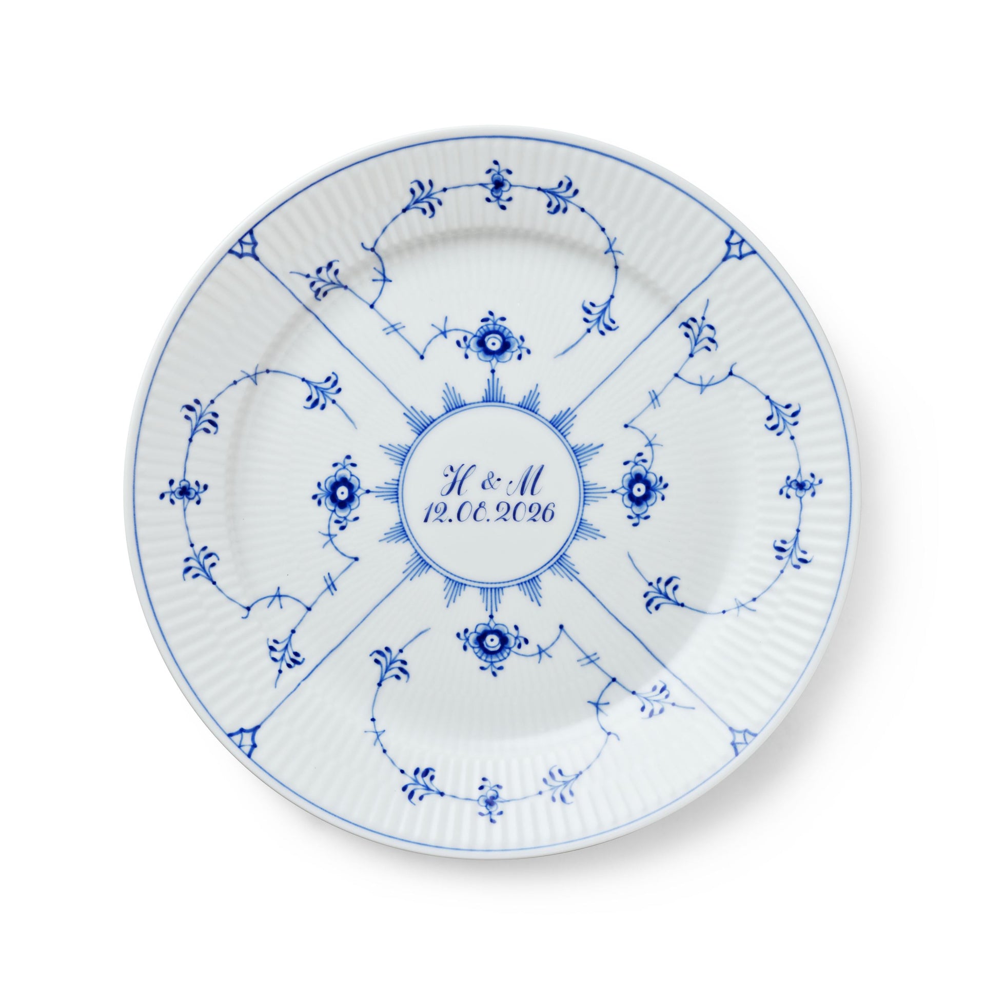 Blue Fluted Plain Plate, Bespoke, 27 cm