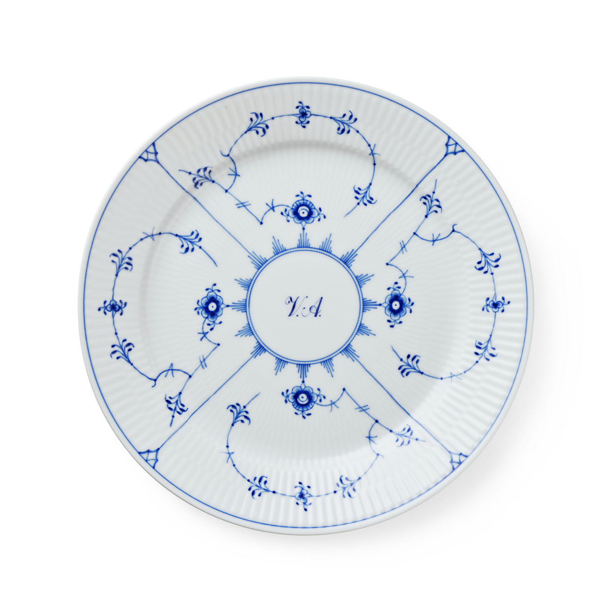 Blue Fluted Plain Plate, Bespoke, 27 cm - Bespoke personalized plate