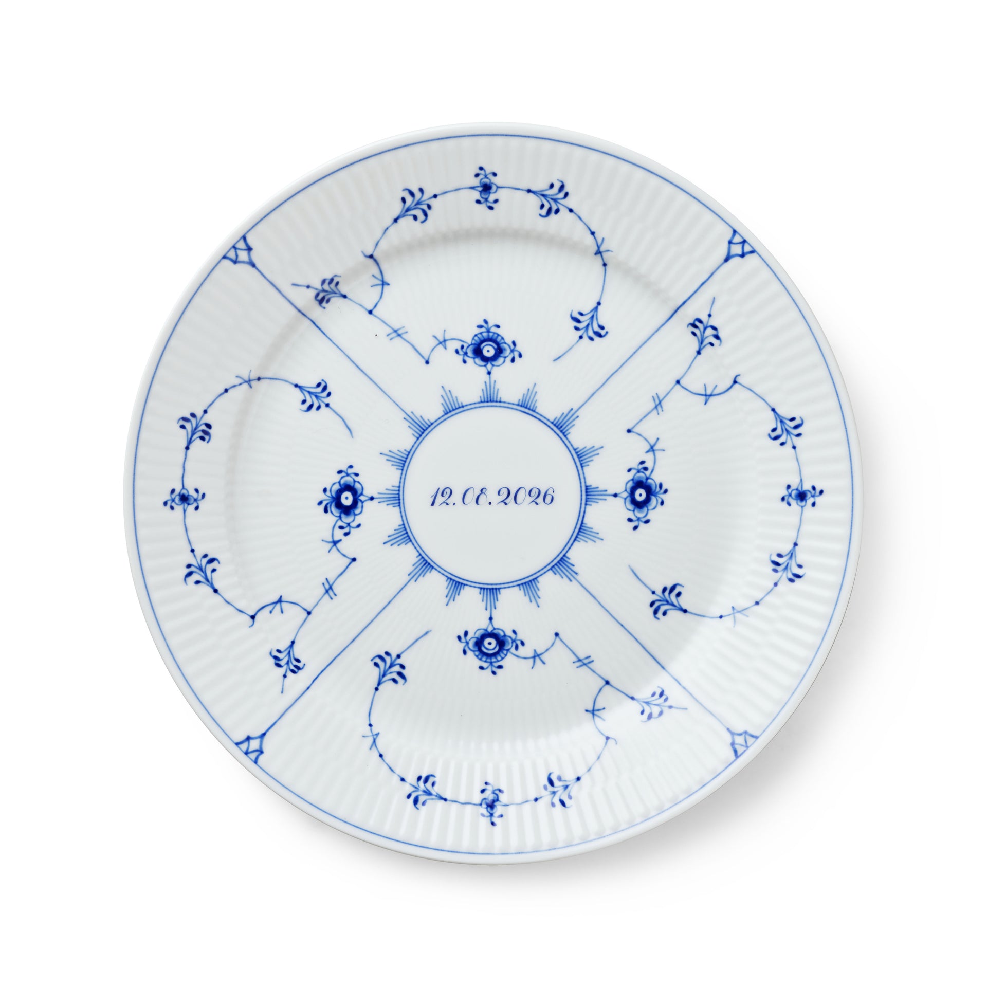 Blue Fluted Plain Plate, Bespoke, 27 cm - Bespoke personalized plate