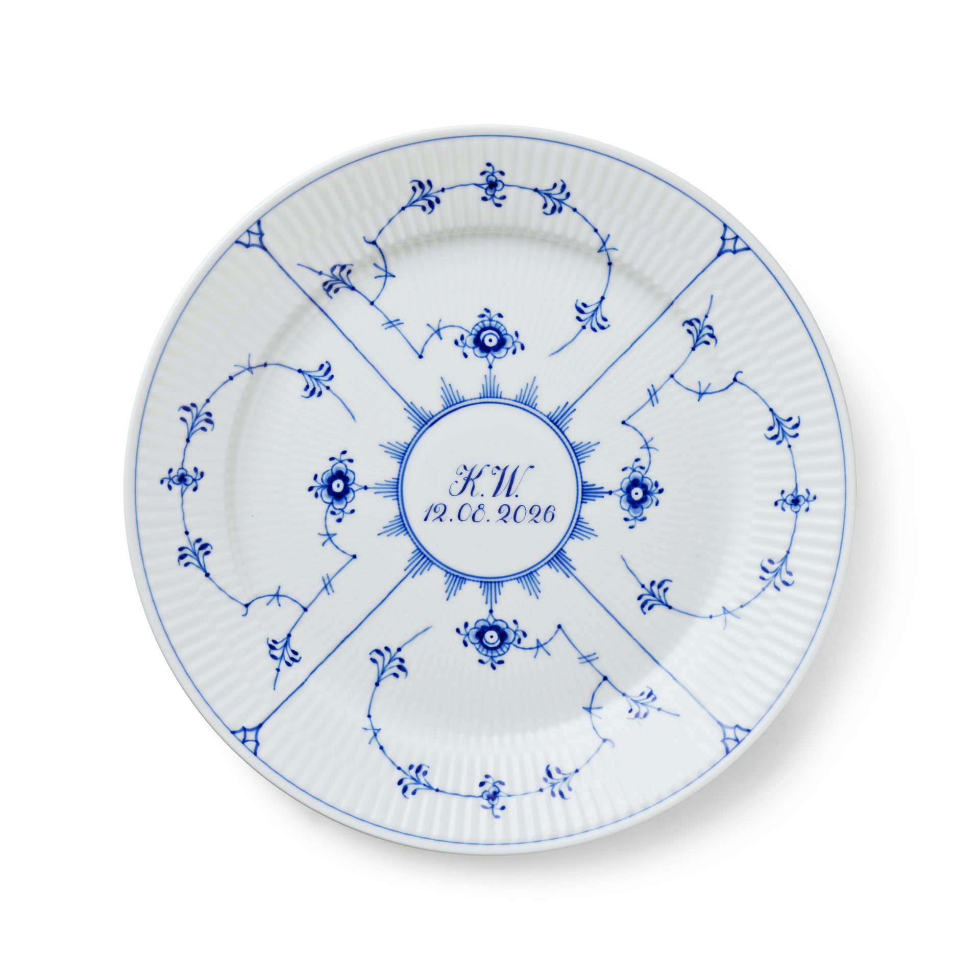 Blue Fluted Plain Plate, Bespoke, 27 cm - Bespoke personalized plate