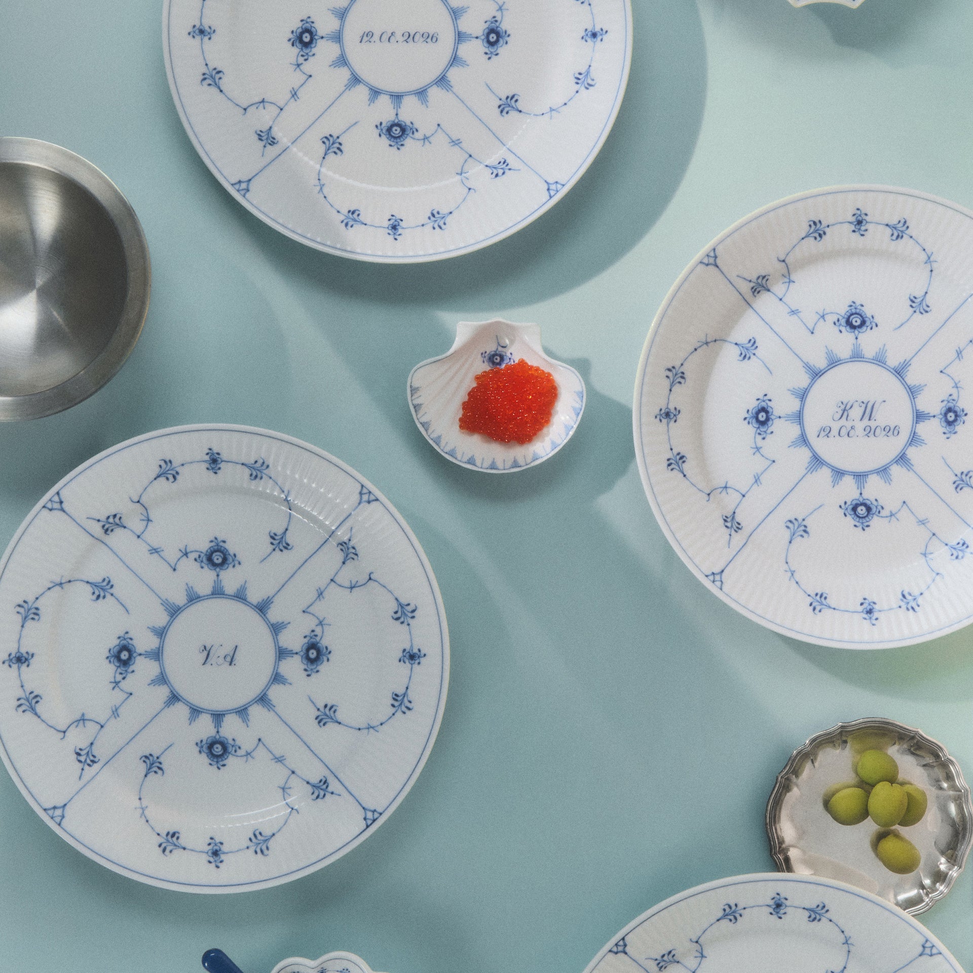 Blue Fluted Plain Plate, Bespoke, 27 cm - Bespoke personalized plates