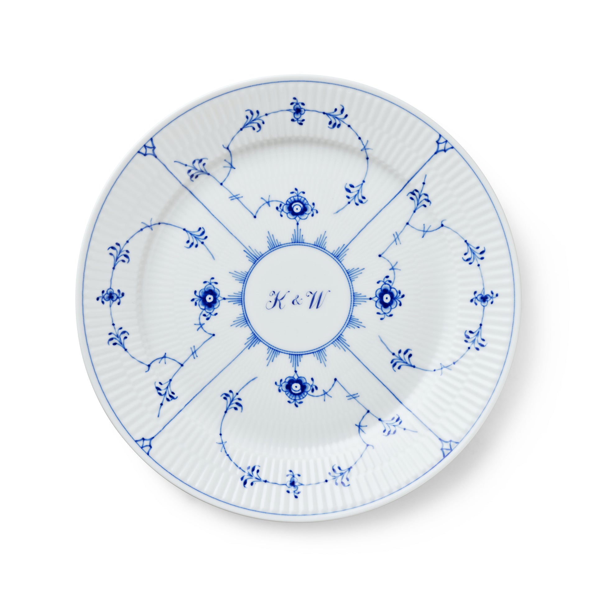 Blue Fluted Plain Plate, Bespoke, 27 cm - Bespoke personalized plate