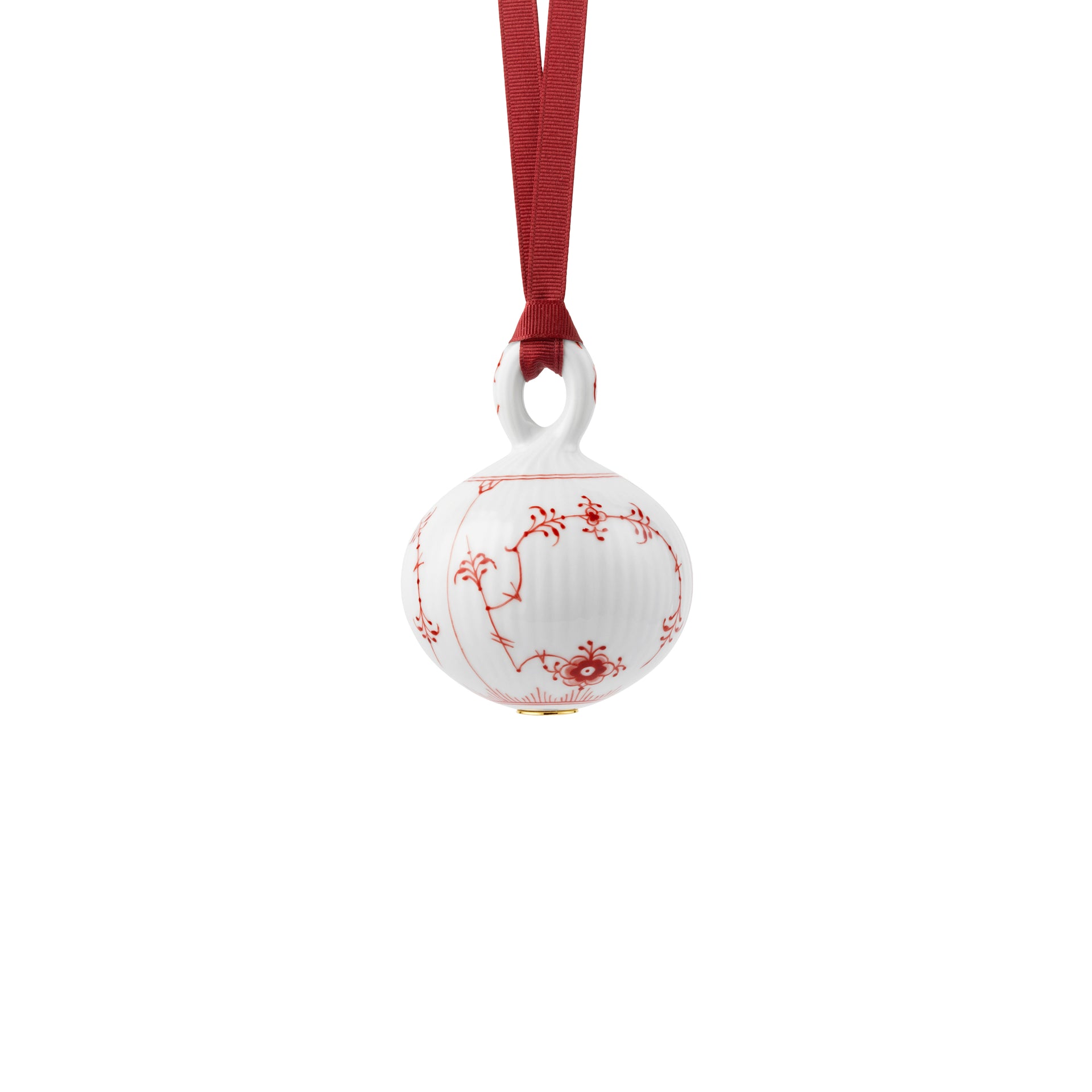 Red Fluted Plain Bauble, 9.5 cm - Red_Fluted_Plain_Christmas_Bauble