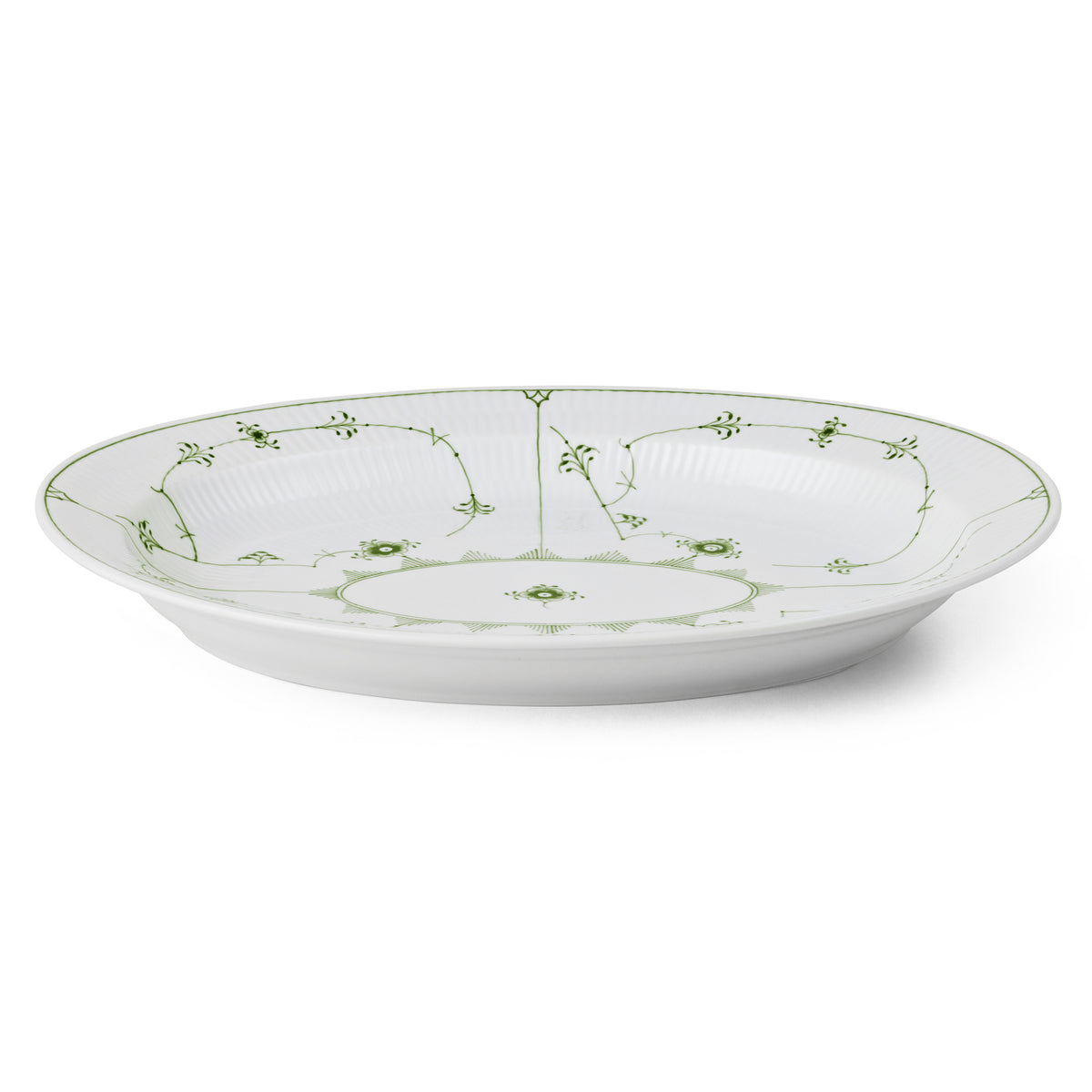 Green Fluted Plain Dish, 36 cm - Green Fluted Plain oval dish