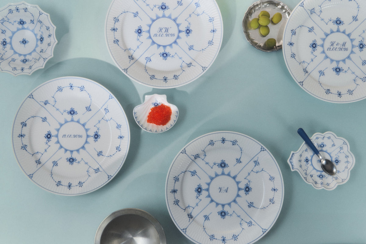 Bespoke plates with personalization via initials, dates or year. 